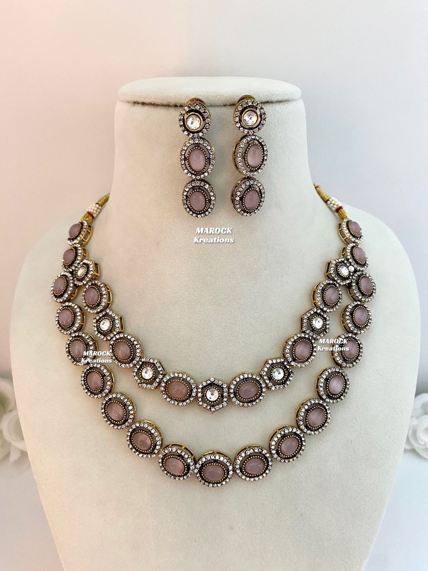 Sheenam Victorian Kundan Double layer Necklace set