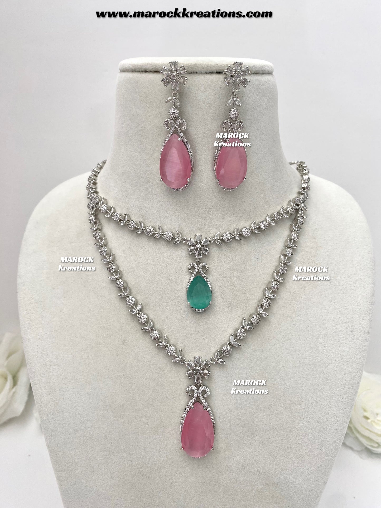 Lauren Silver American Diamond Necklace set
