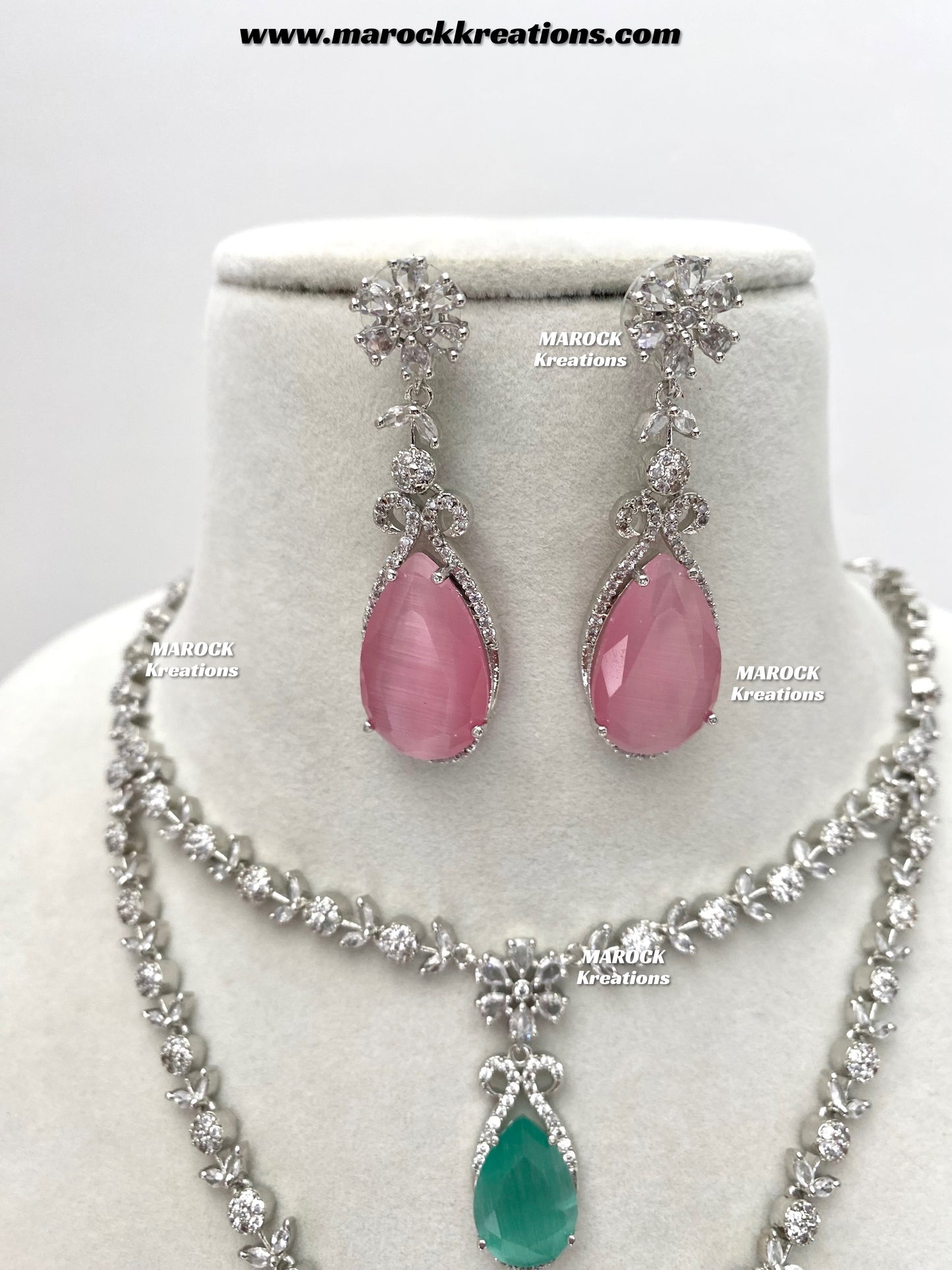 Lauren Silver American Diamond Necklace set