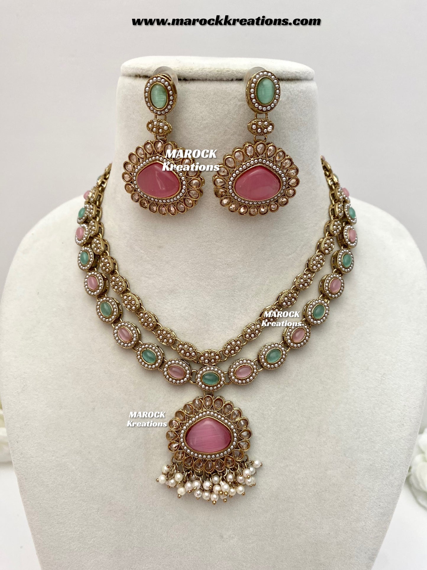 Nadira Kundan Polki double layer Necklace set