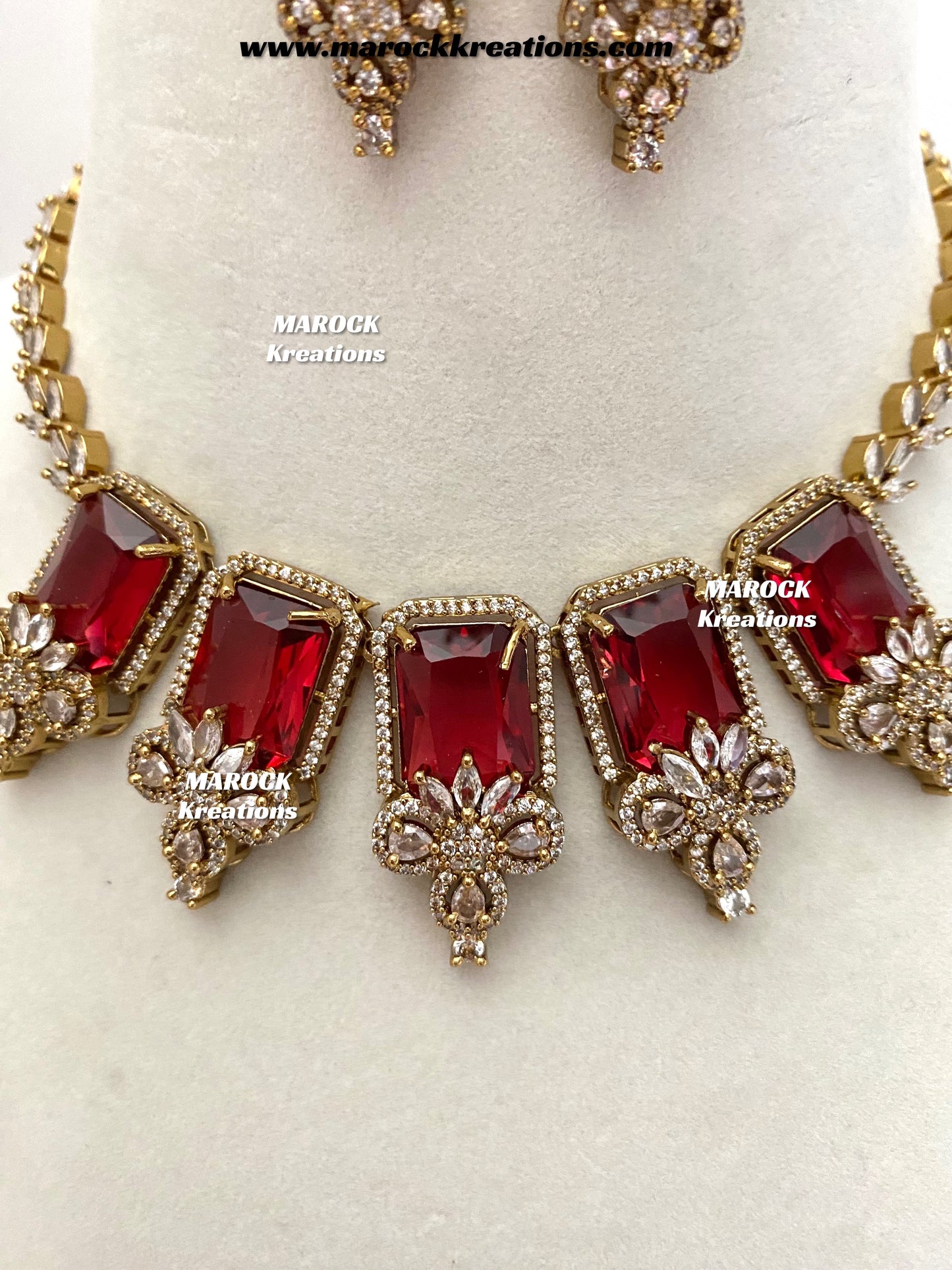 Vikita Antique Gold American diamond Statement Necklace set