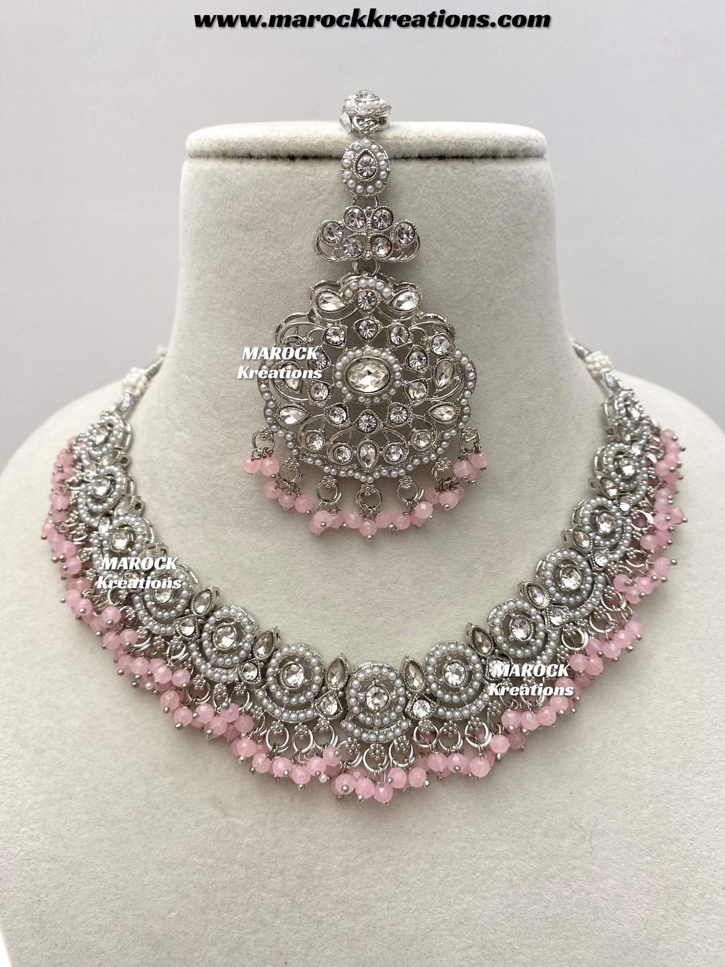 Silver Stone Necklace set