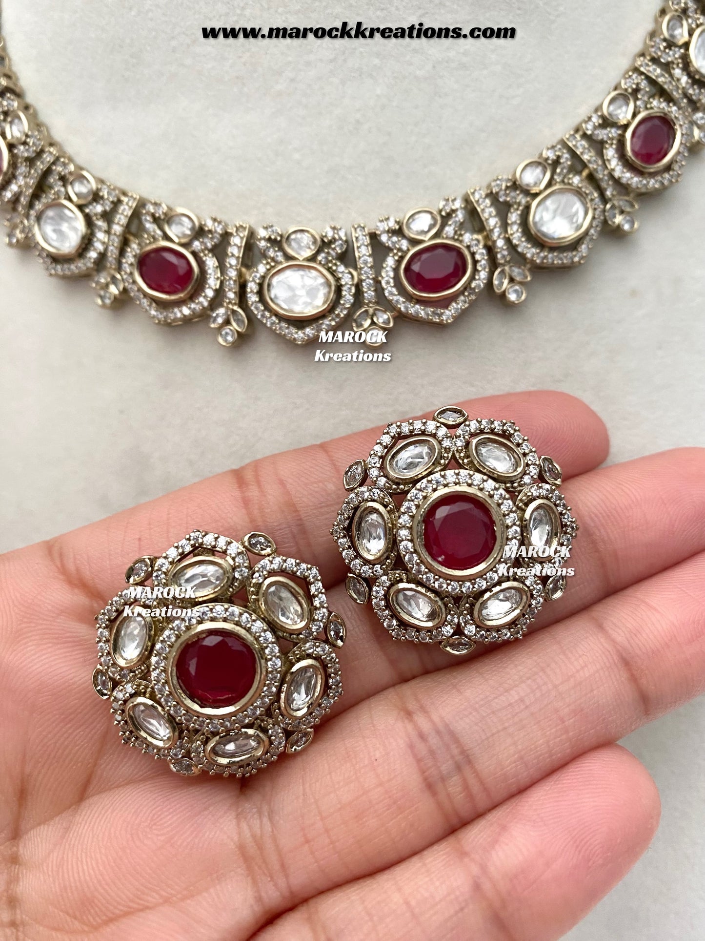 Sophia Premium Quality Moissanite Kundan Necklace set
