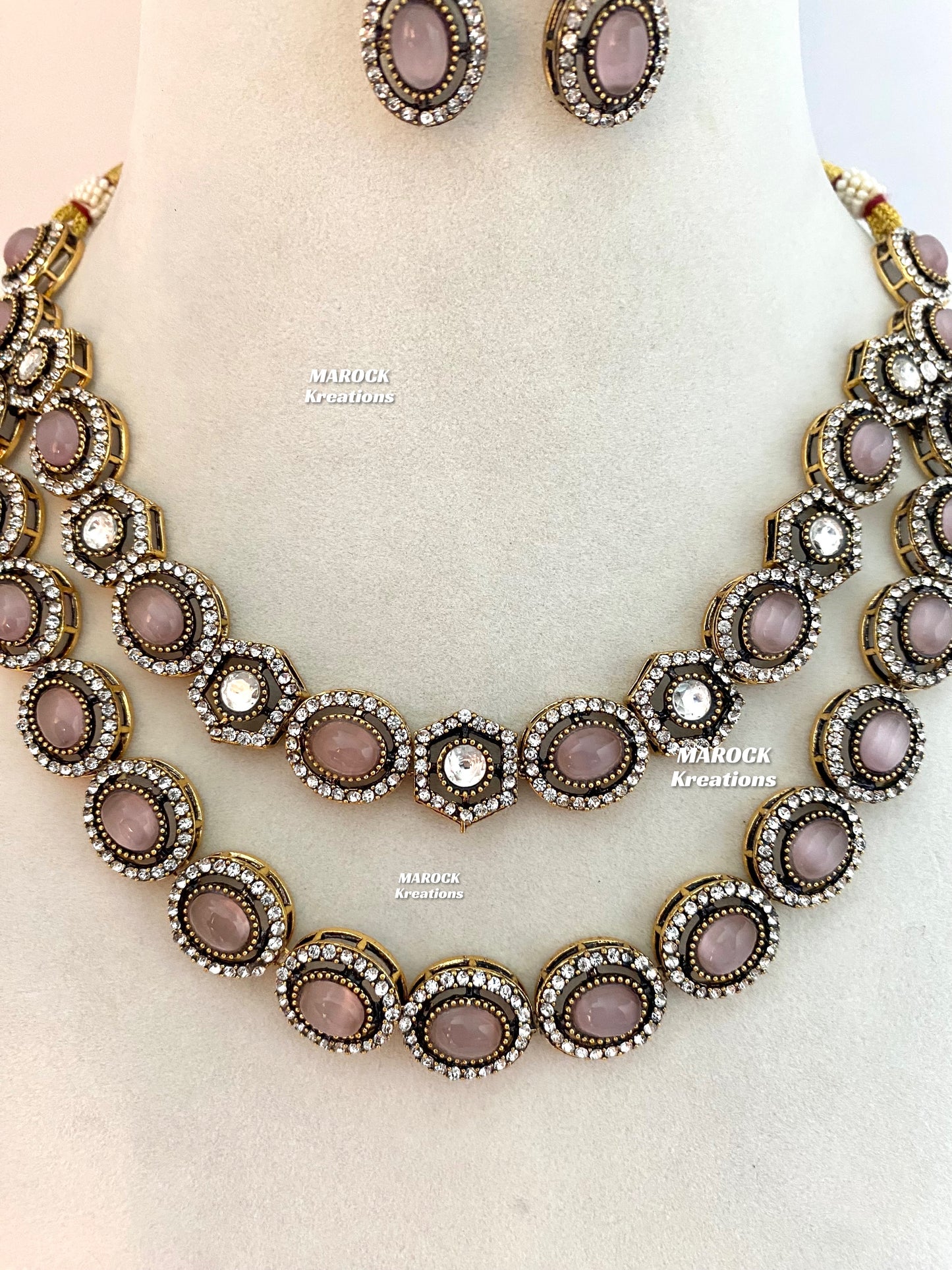 Sheenam Victorian Kundan Double layer Necklace set