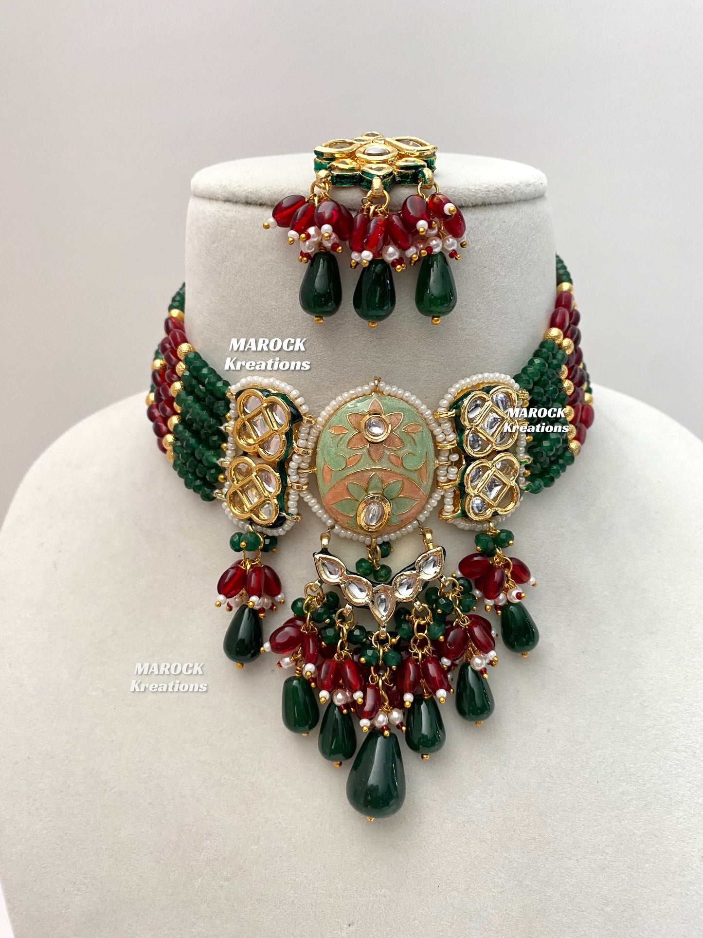 Brinda Premium Quality Kundan Meenakari Statement Choker set