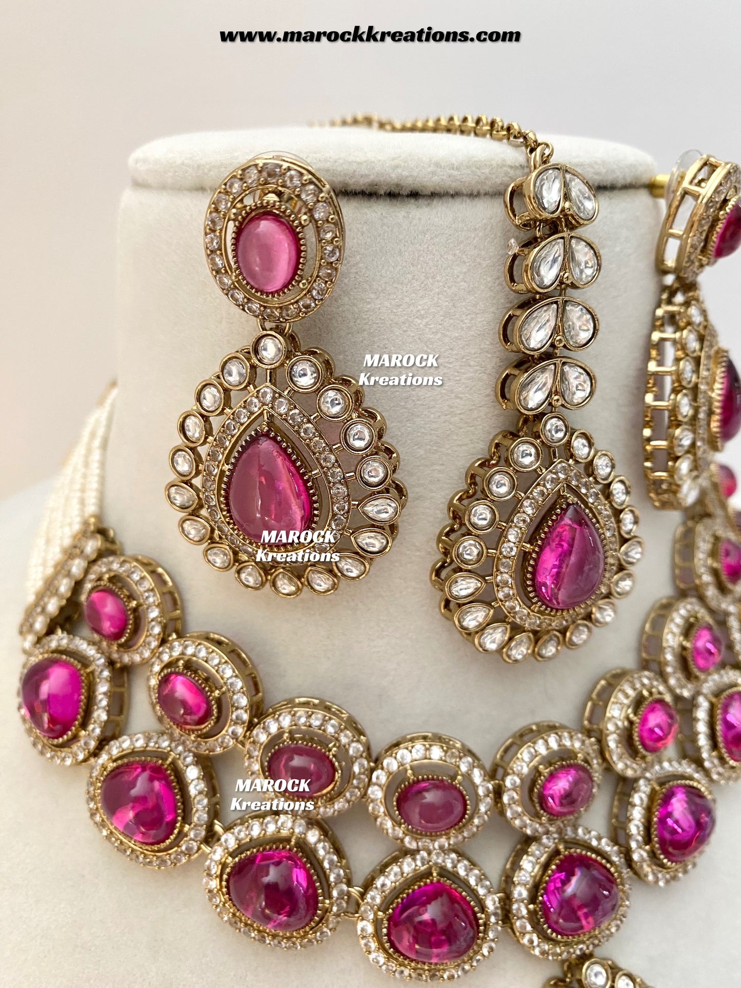 Zafina Premium Quality Moissanite Kundan Statement Choker/Necklace set