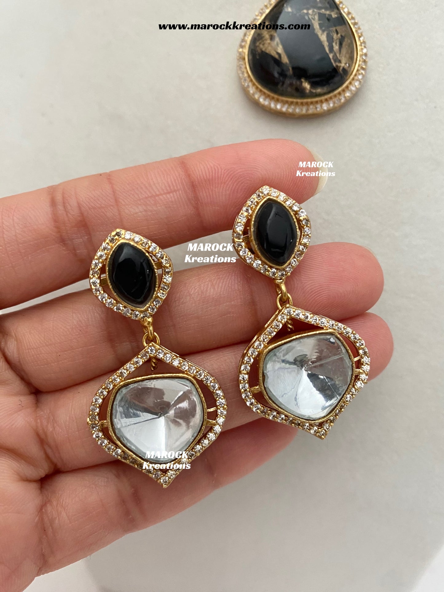 Kalpana Premium Quality Moissanite Kundan and doublet stone Statement Choker set