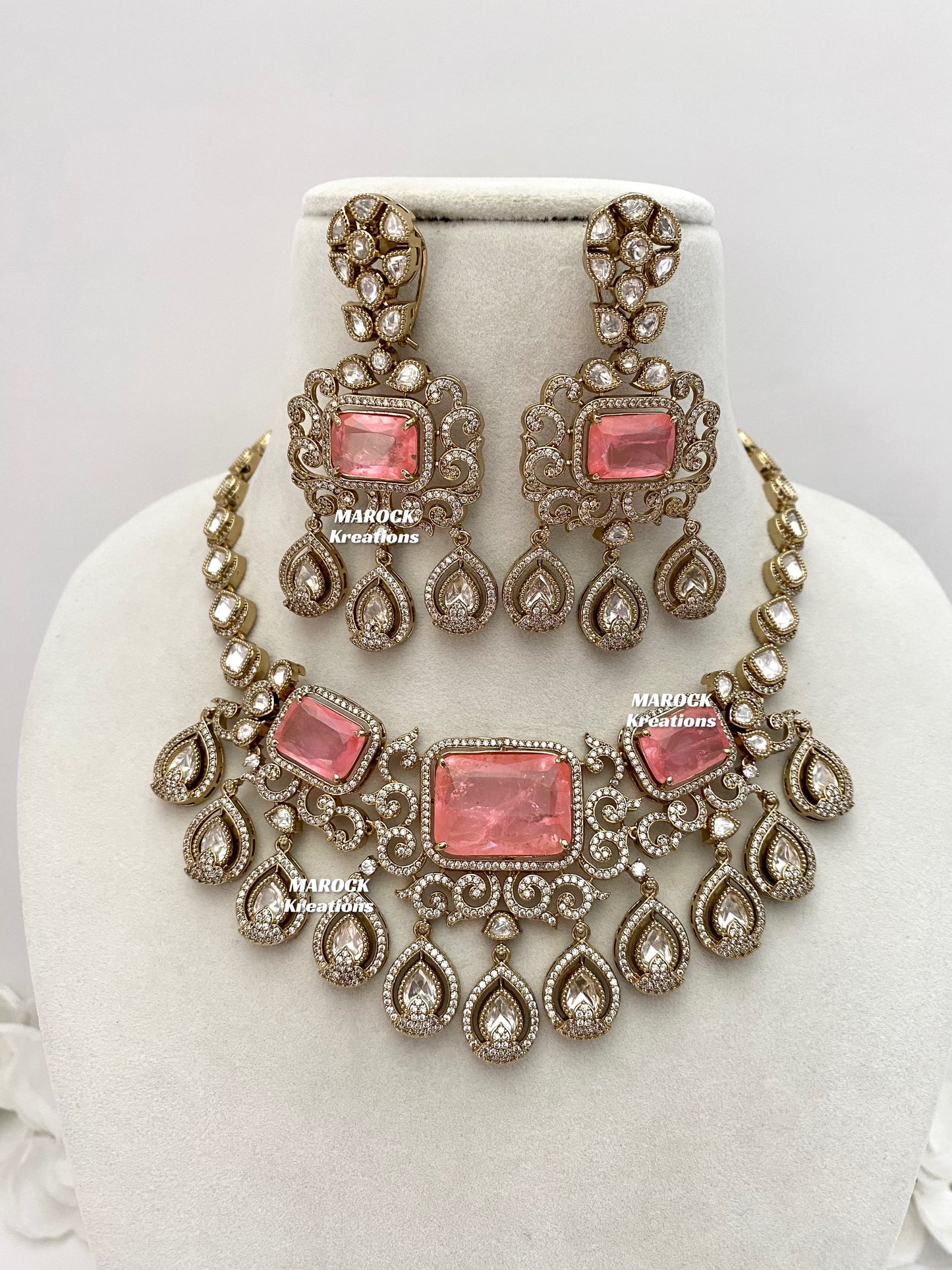 Labiba Sabyasachi inspired Premium Quality Moissanite Kundan with doublet stone Statement Necklace set