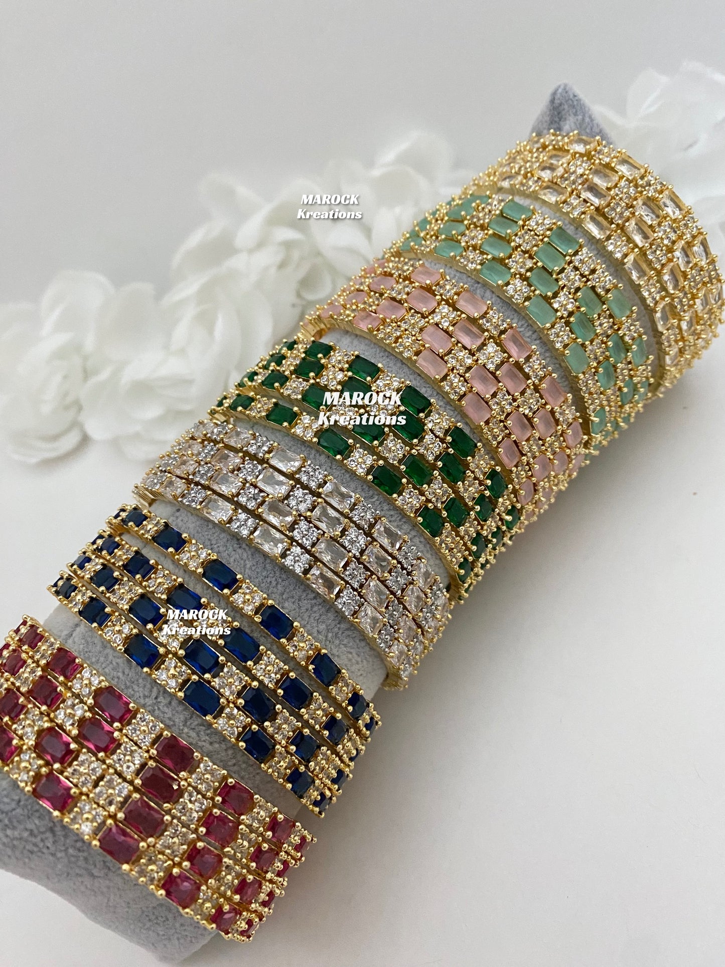 Golden American Diamond Bangles/Kade (set of 4)