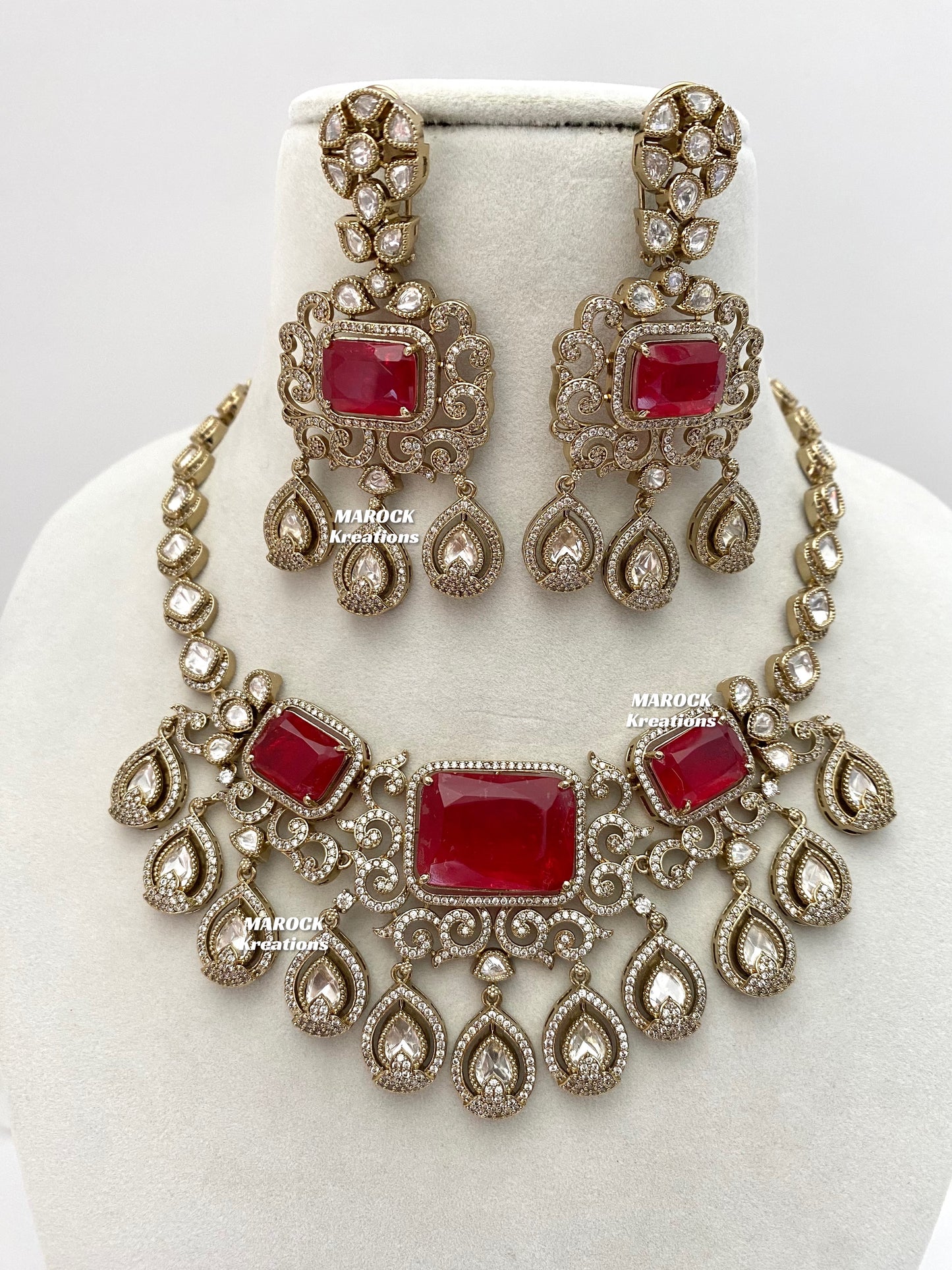 Labiba Sabyasachi inspired Premium Quality Moissanite Kundan with doublet stone Statement Necklace set