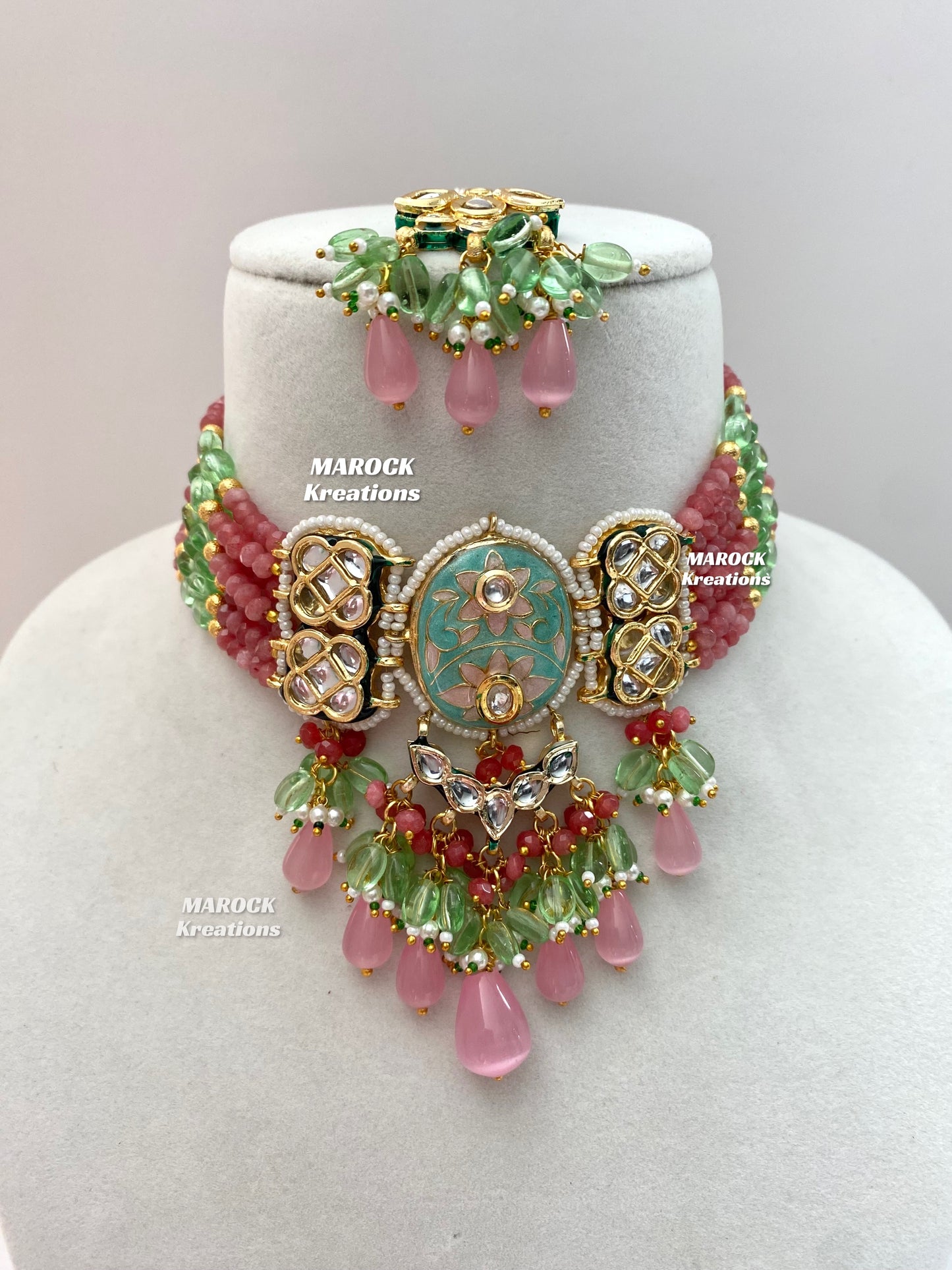 Brinda Premium Quality Kundan Meenakari Statement Choker set