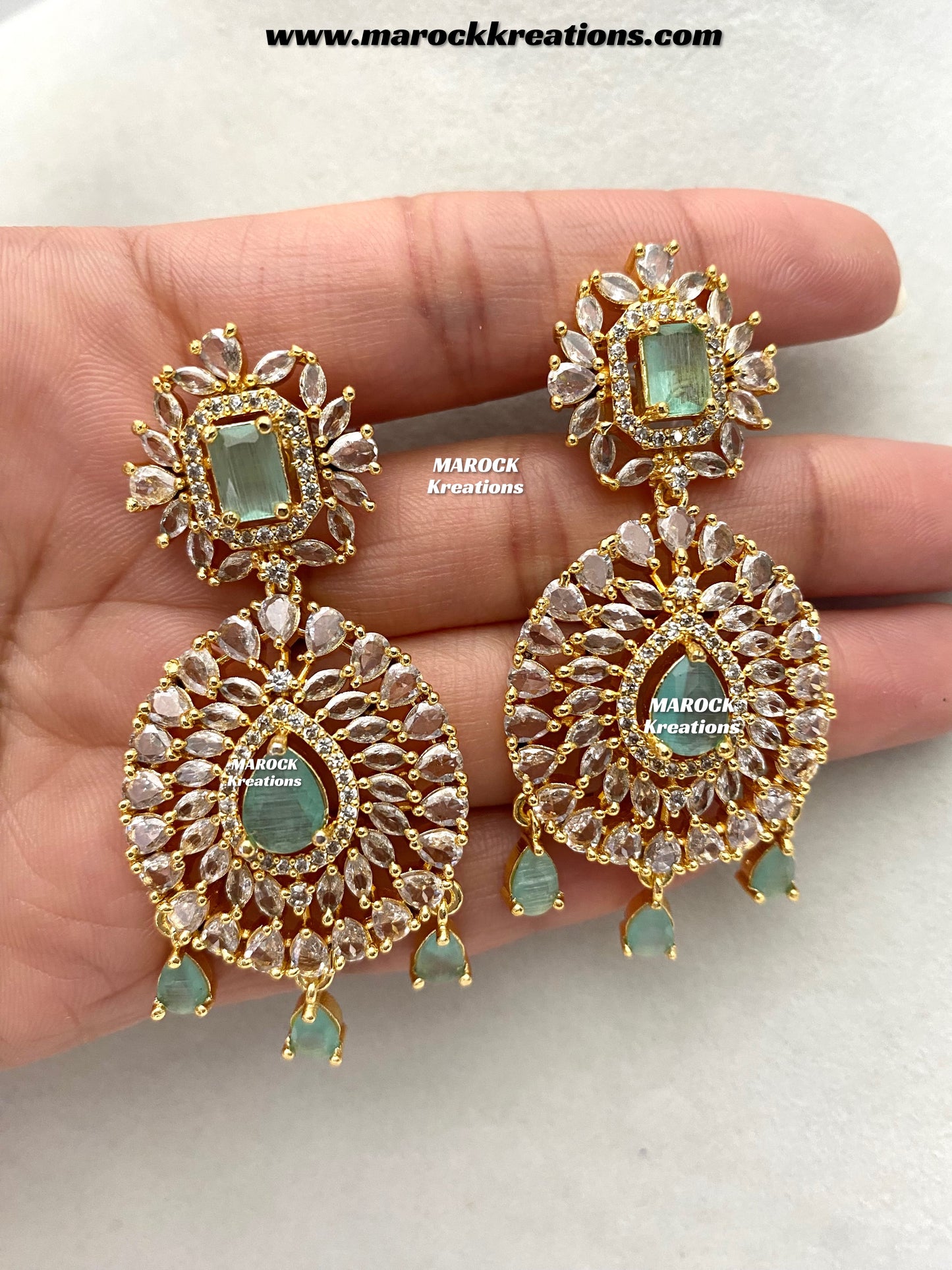 Farhat Golden American Diamond Necklace set