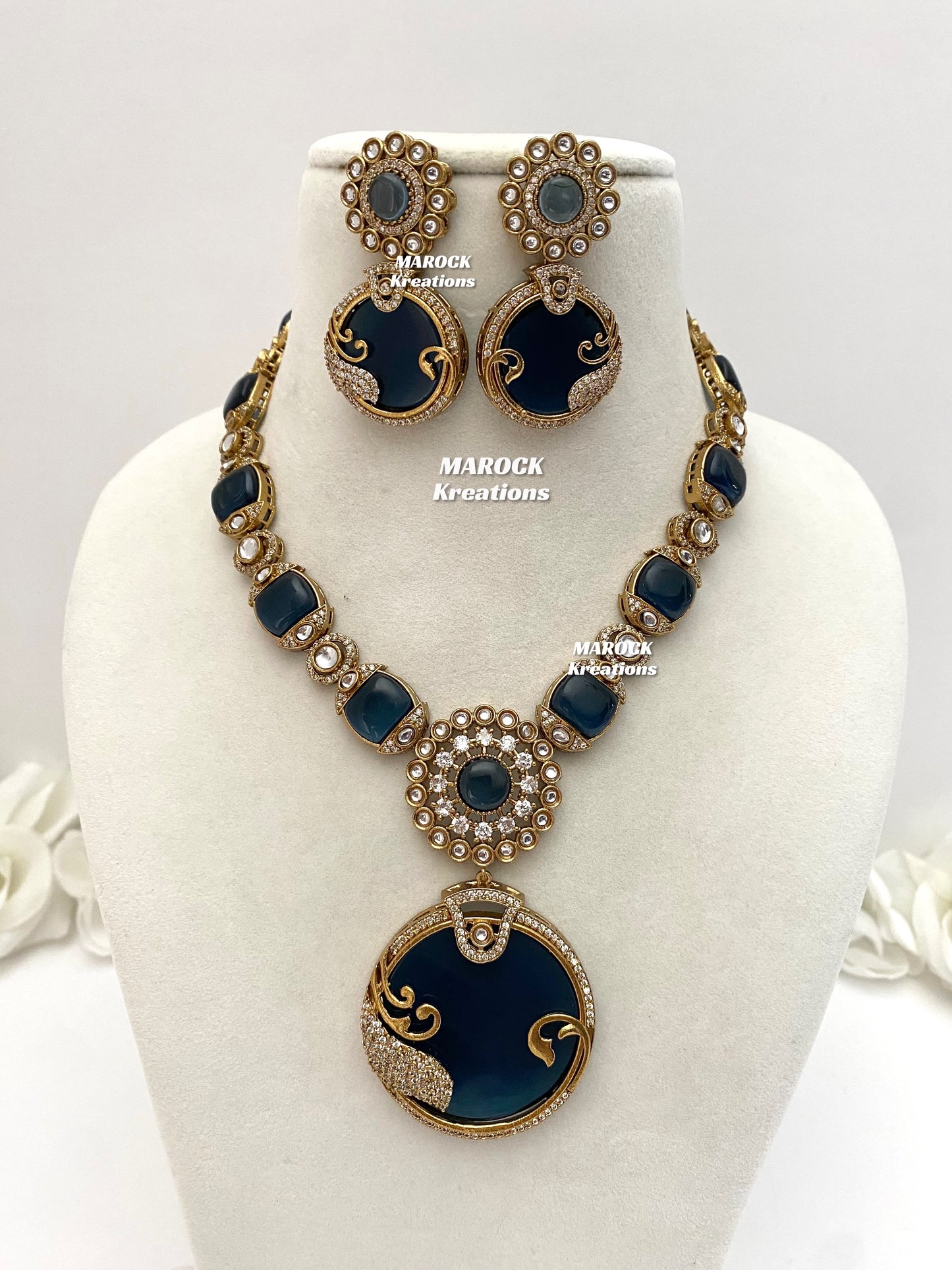 Haniya Sabyasachi inspired Premium Quality Moissanite Kundan Statement Necklace set