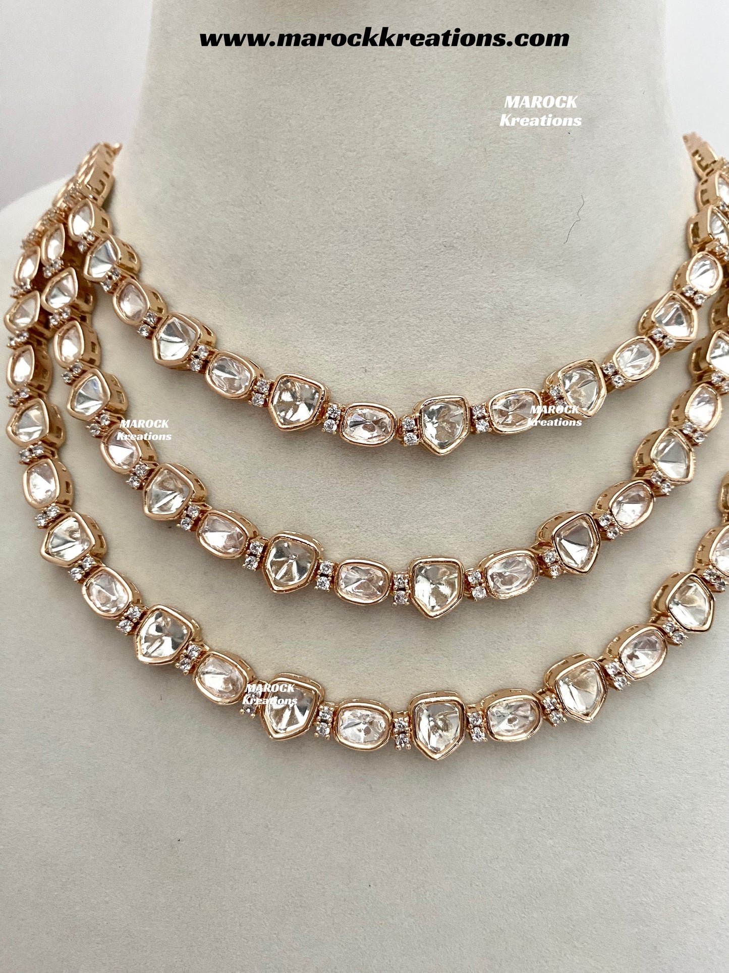 Farha Premium quality Tyani inspired gold plated triple layer statement necklace set