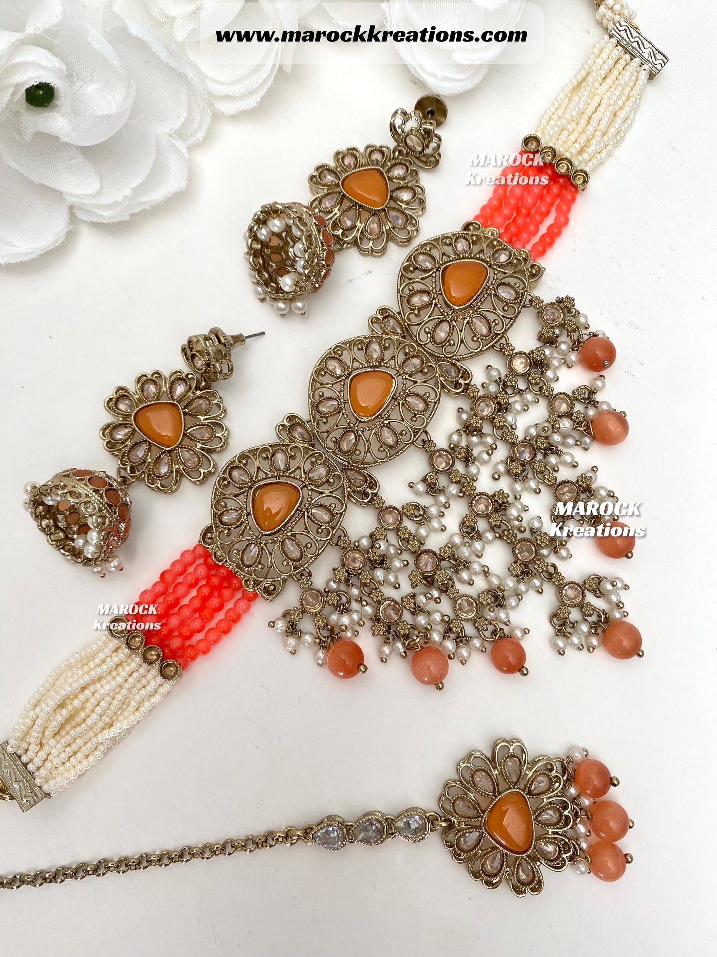 Amaira Antique Gold Polki choker set