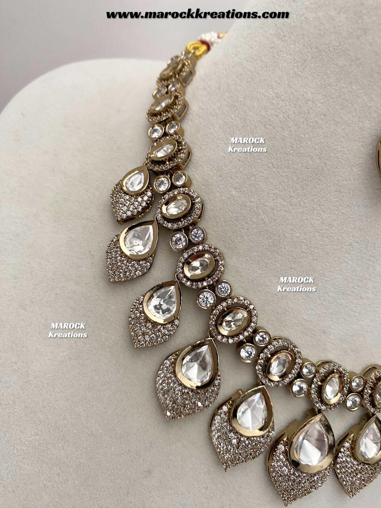 Kimmi Premium Quality Moissanite Kundan and American diamond Necklace set