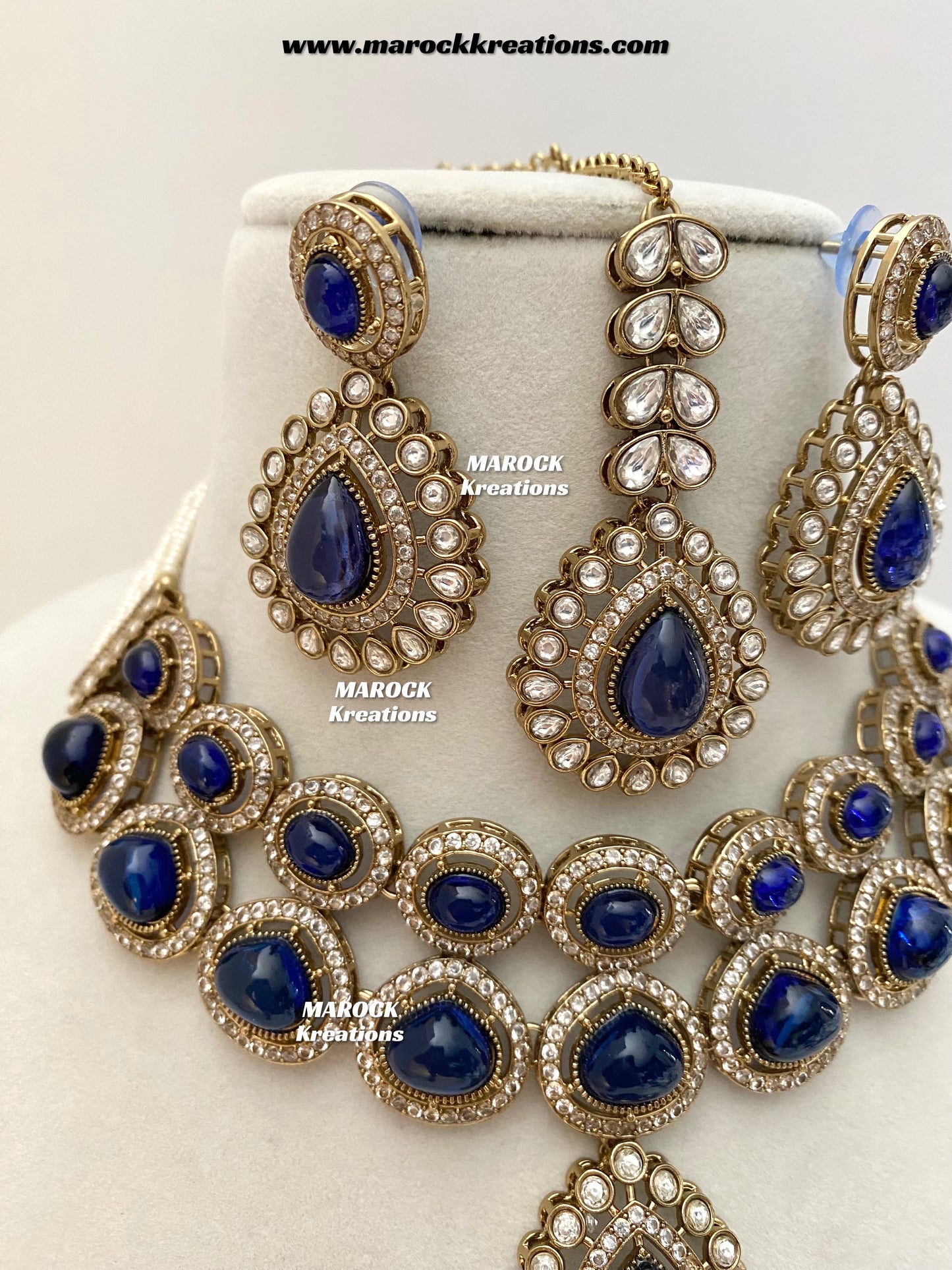 Zafina Premium Quality Moissanite Kundan Statement Choker/Necklace set