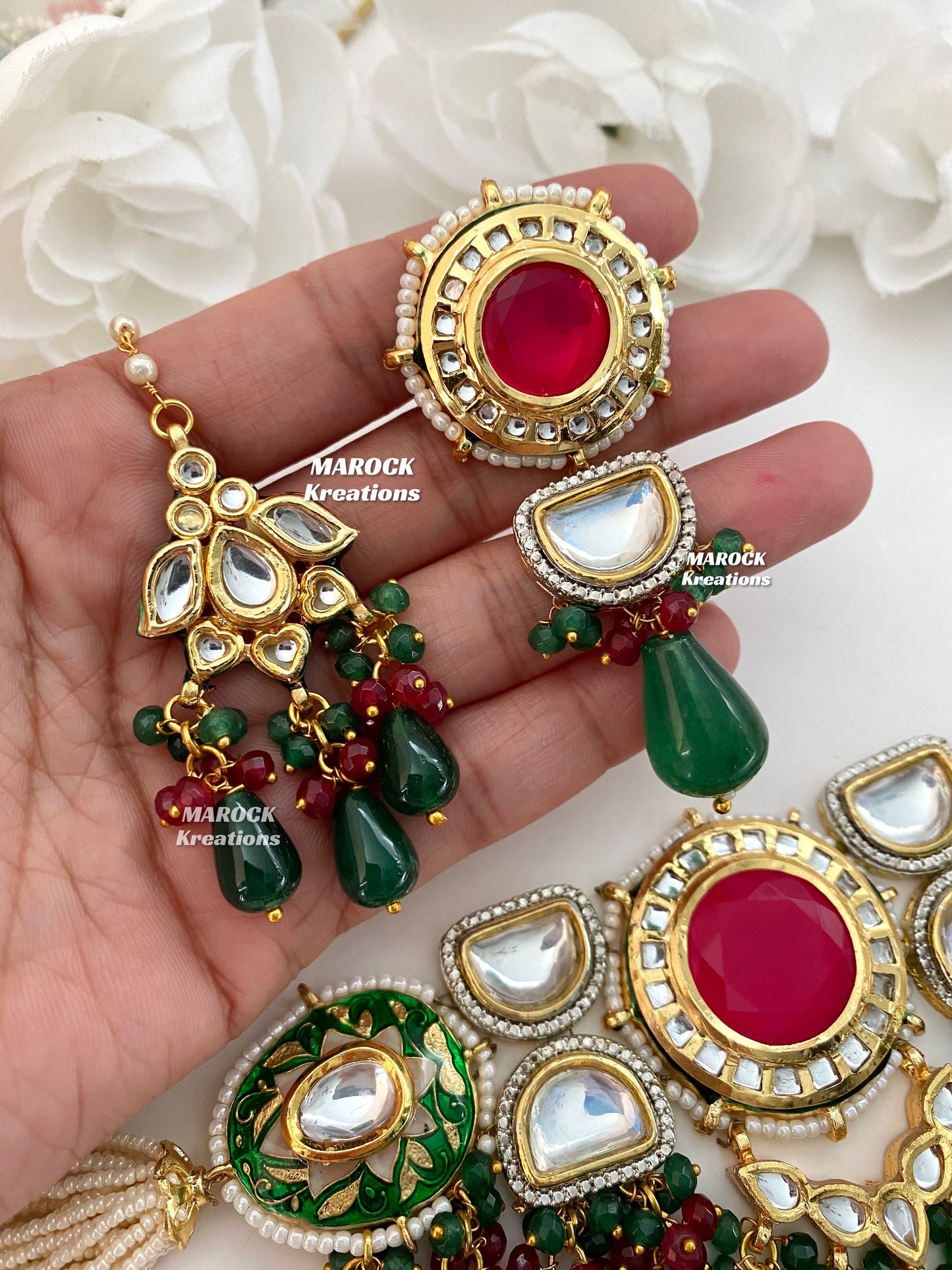 Nia Premium Quality uncut Kundan Meenakari Statement Choker set