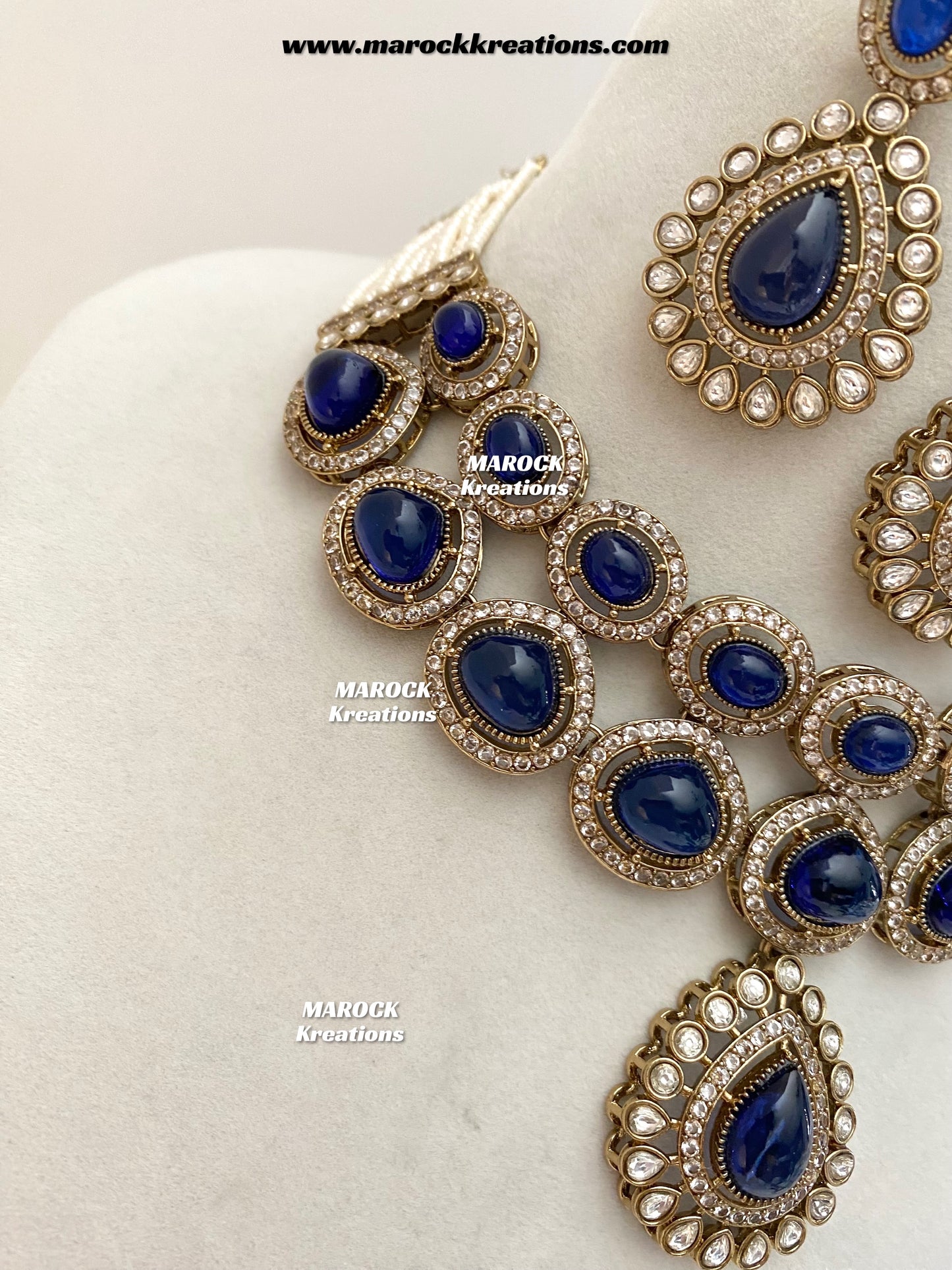 Zafina Premium Quality Moissanite Kundan Statement Choker/Necklace set