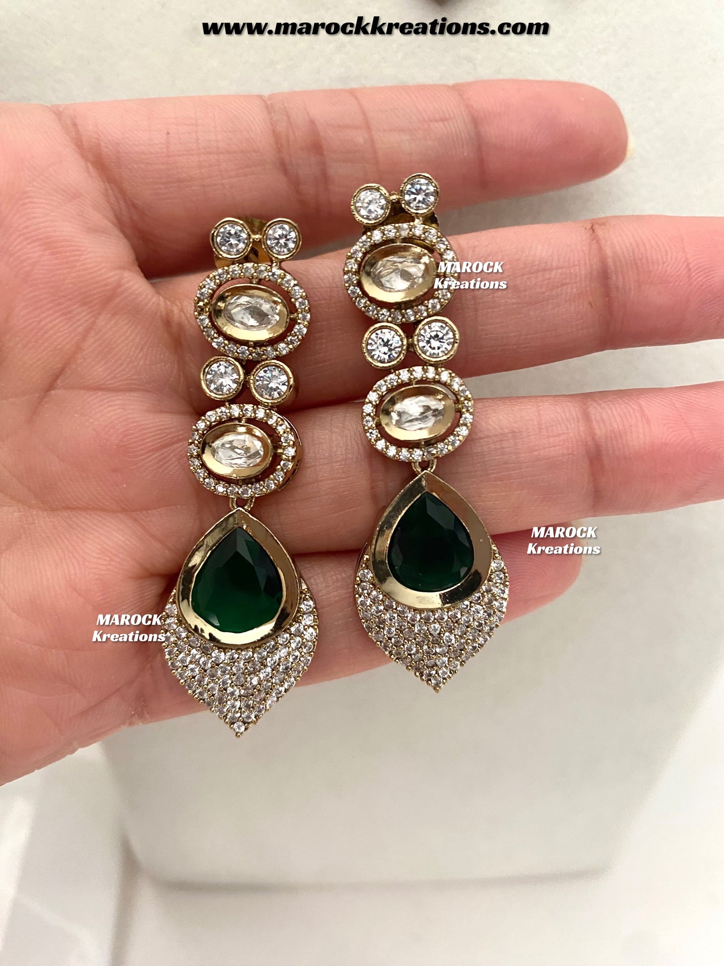 Kimmi Premium Quality Moissanite Kundan and American diamond Necklace set