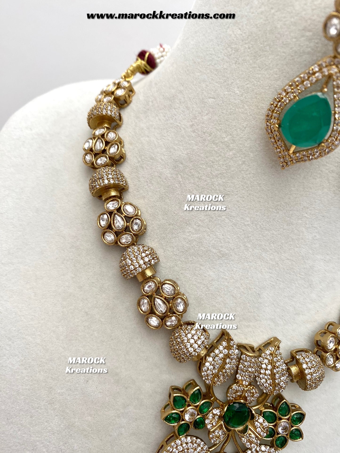 Milly Premium Quality Moissanite Kundan and American diamond Statement necklace set