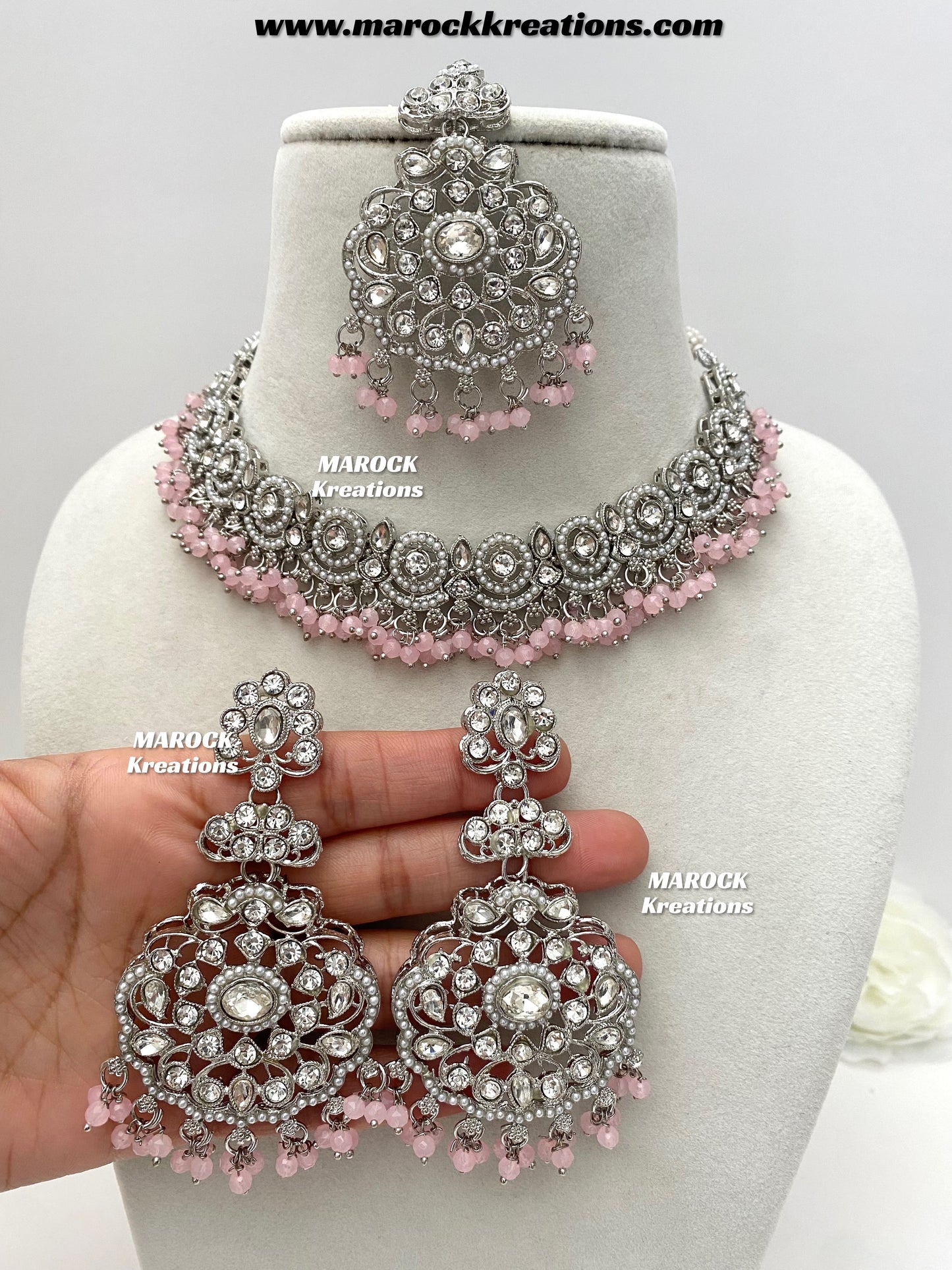 Silver Stone Necklace set