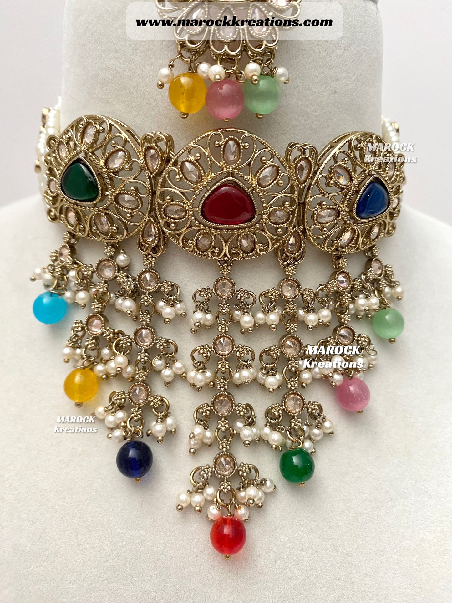 Amaira Antique Gold Polki choker set