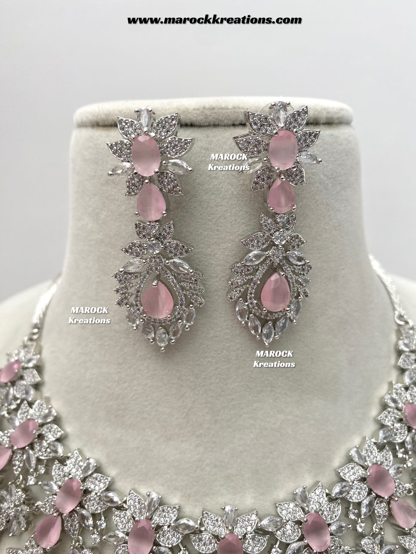 Austin Silver American Diamond Necklace set