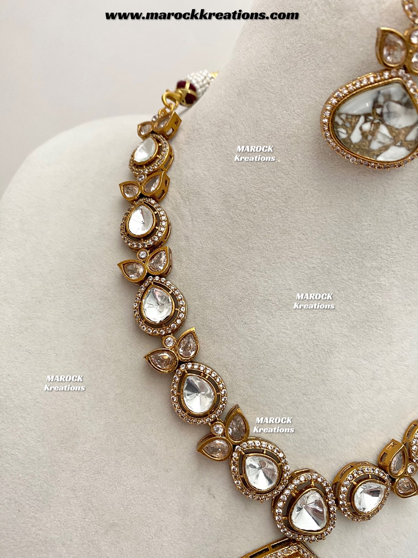 Narisha Premium Quality tyani inspired Kundan doublet stone Statement Necklace set