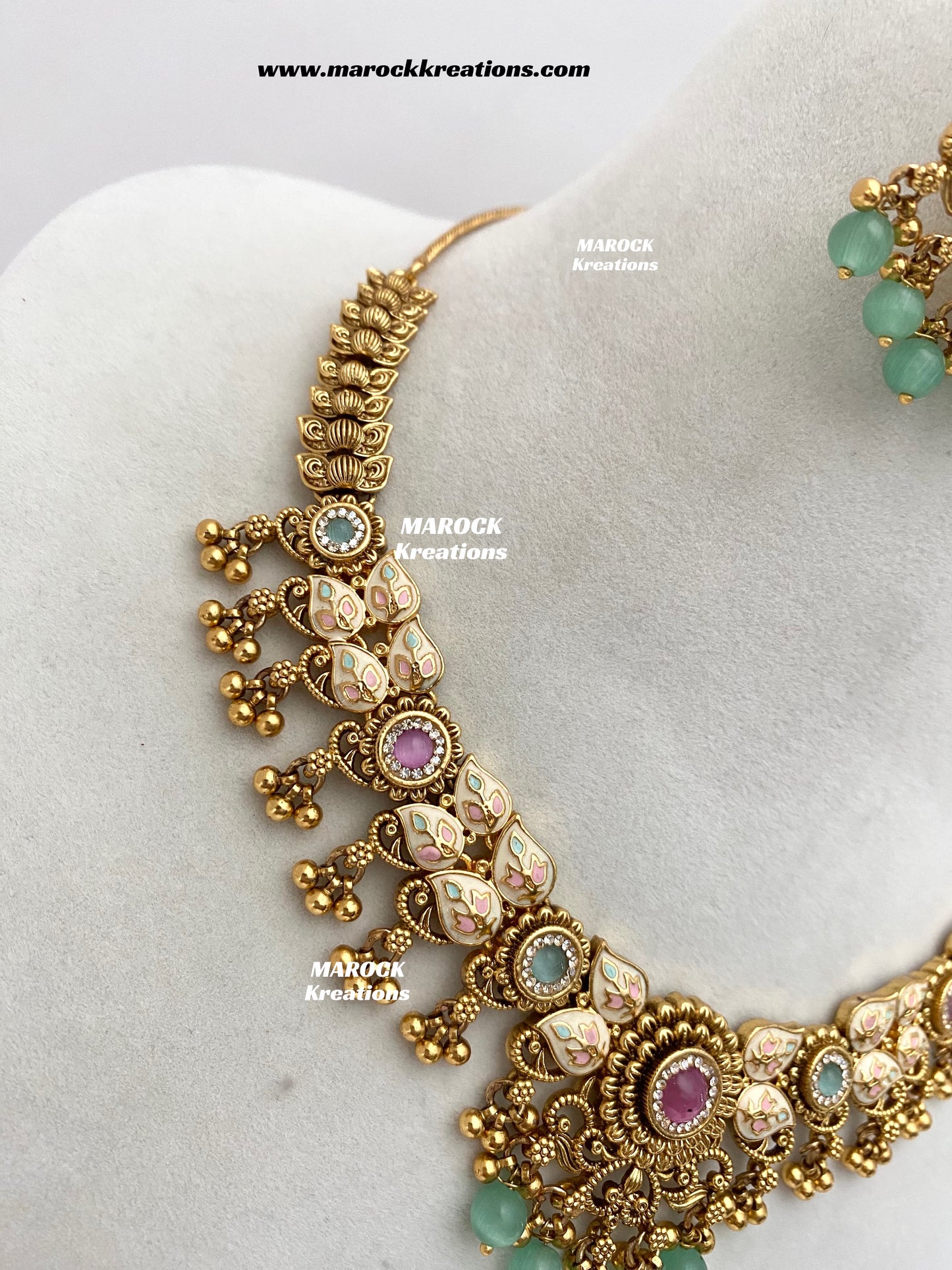 Mayuri Premium Quality Gold Plated Meenakari Rajwadi Necklace set