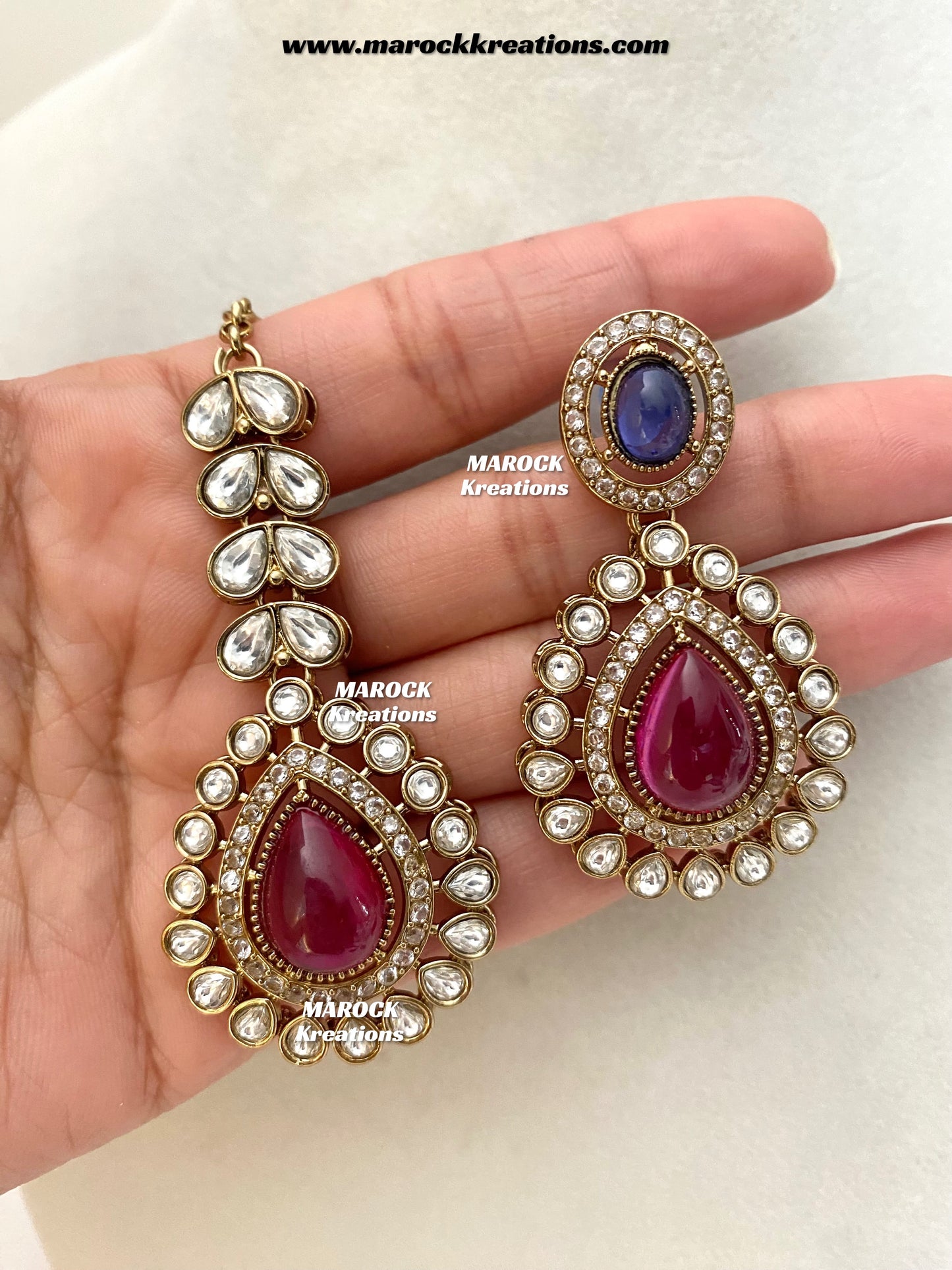 Zafina Premium Quality Moissanite Kundan Statement Choker/Necklace set