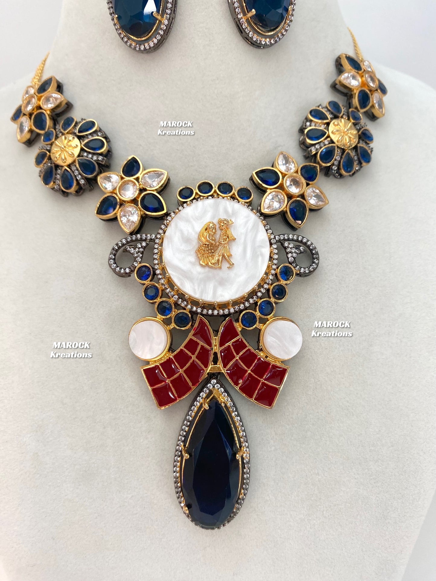 Raha Premium Quality Victorian Kundan Necklace set
