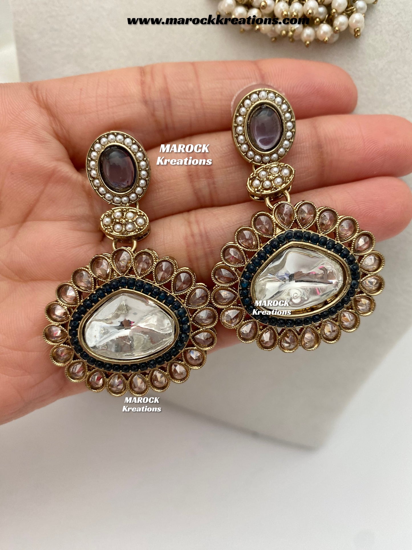 Nadira Kundan Polki double layer Necklace set