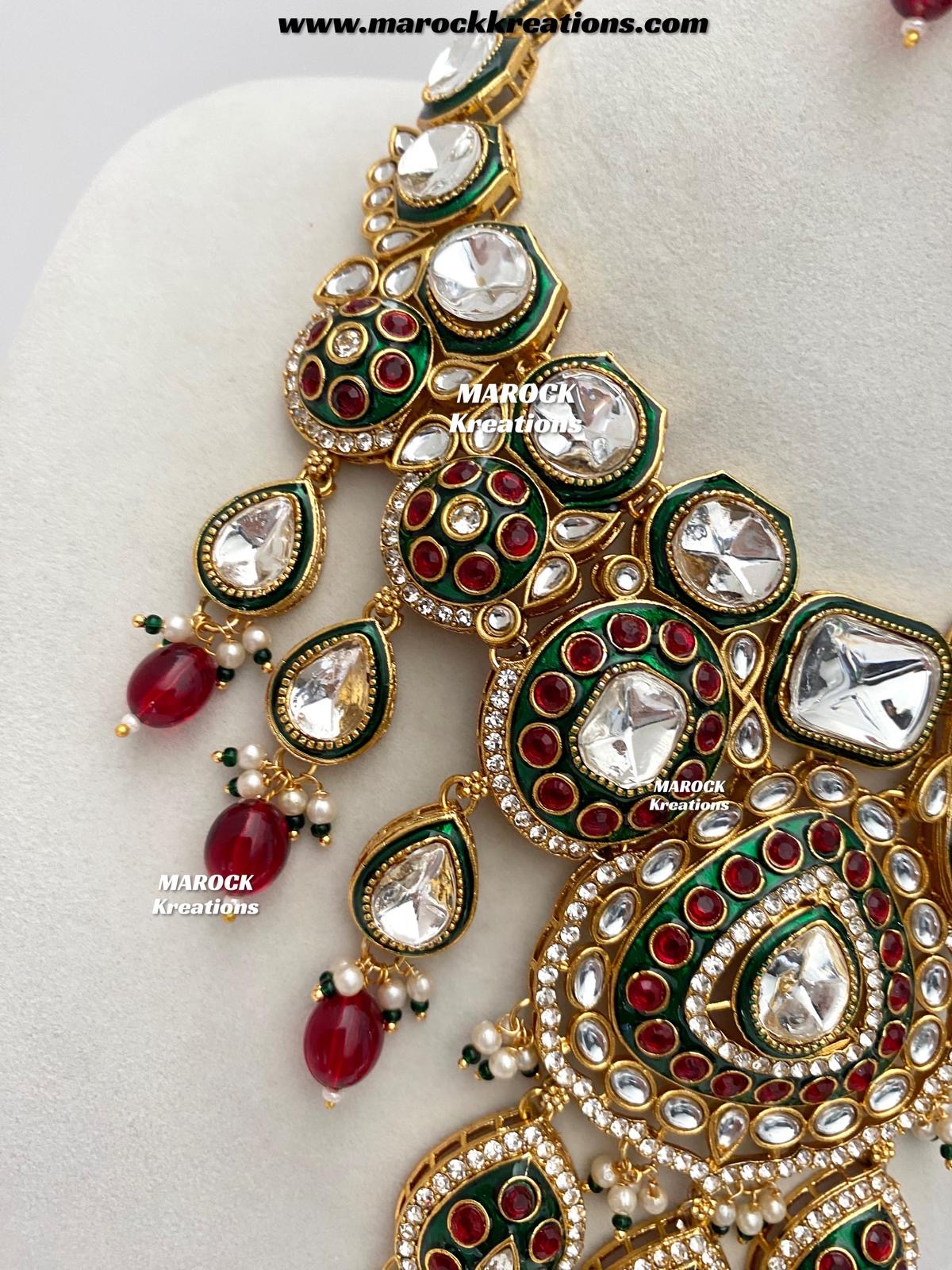Sanuja Kundan Meenakari Statement Necklace set/Bridal set