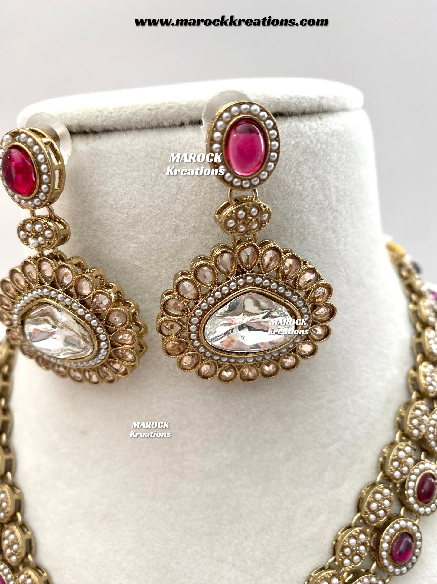 Nadira Kundan Polki double layer Necklace set