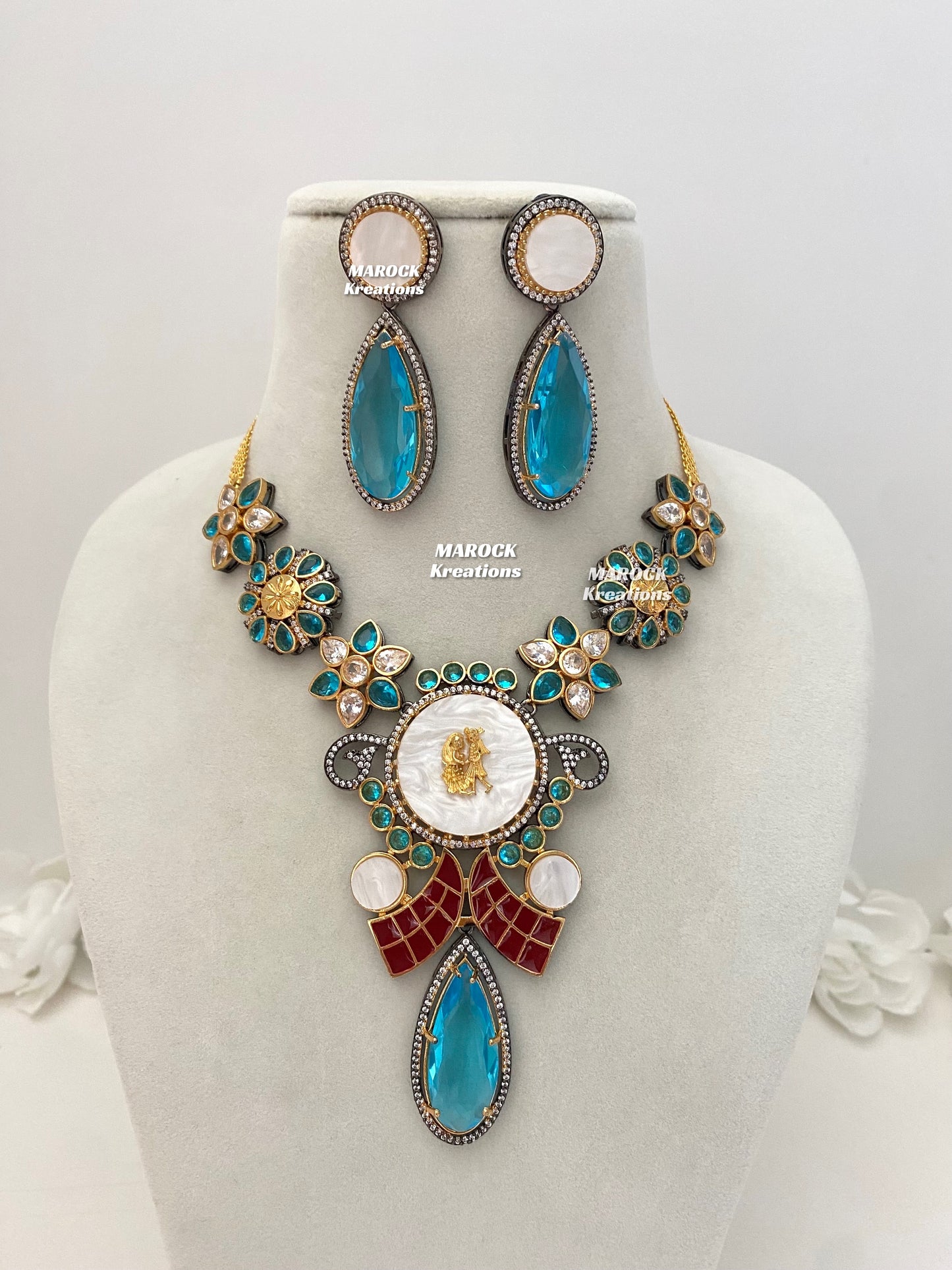 Raha Premium Quality Victorian Kundan Necklace set