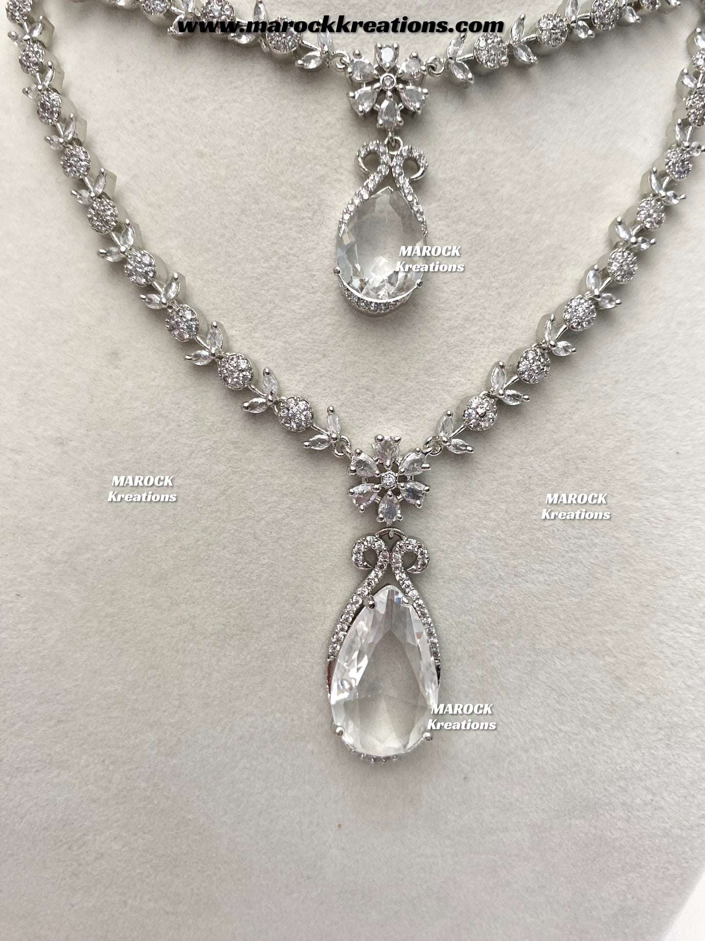 Lauren Silver American Diamond Necklace set