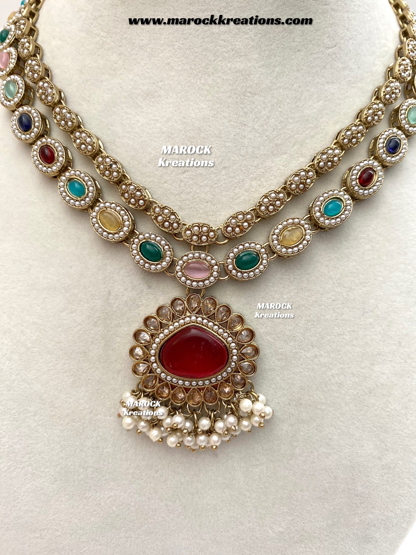 Nadira Kundan Polki double layer Necklace set
