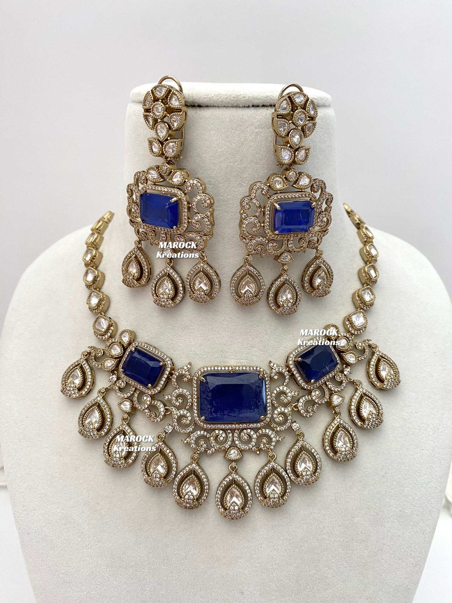 Labiba Sabyasachi inspired Premium Quality Moissanite Kundan with doublet stone Statement Necklace set