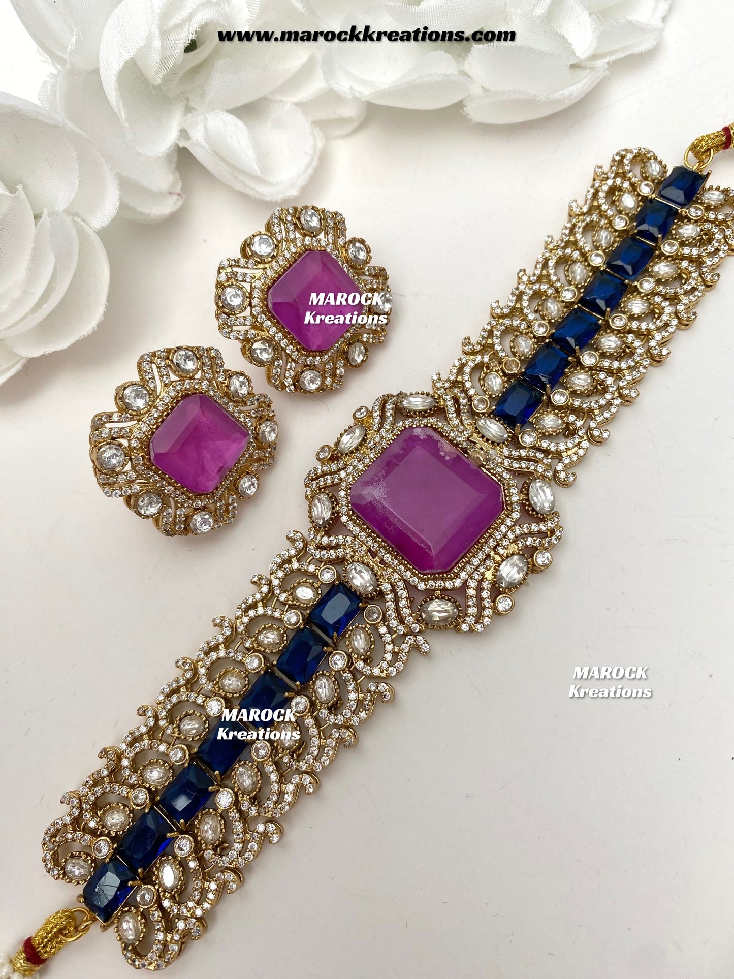 Paloma Sabyasachi inspired Premium Quality Moissanite Kundan and American Diamond choker set