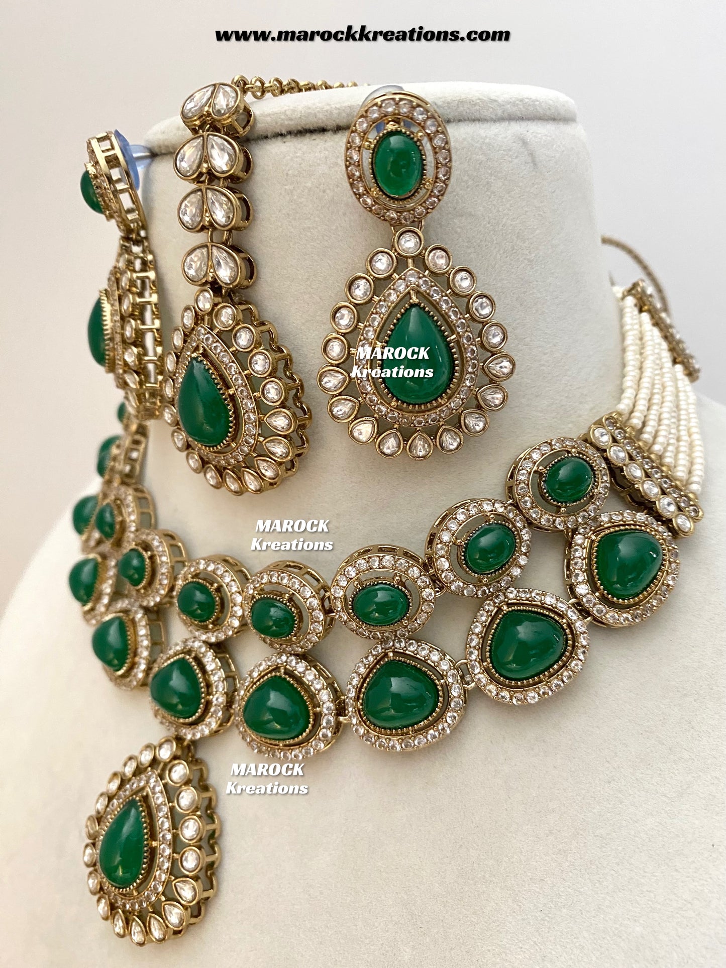 Zafina Premium Quality Moissanite Kundan Statement Choker/Necklace set
