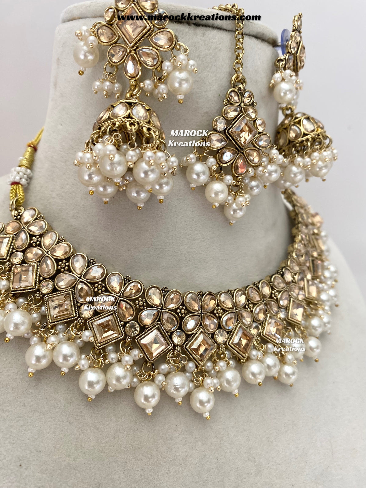 Anami Antique Gold Polki Necklace set