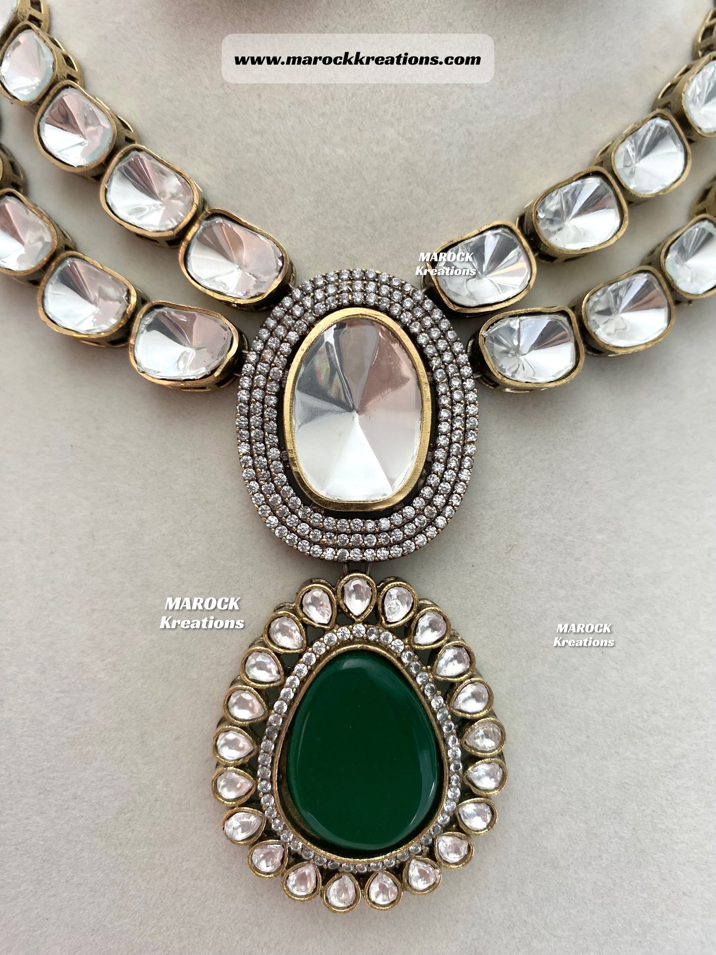 Premium Quality uncut Kundan Moissanite Necklace set