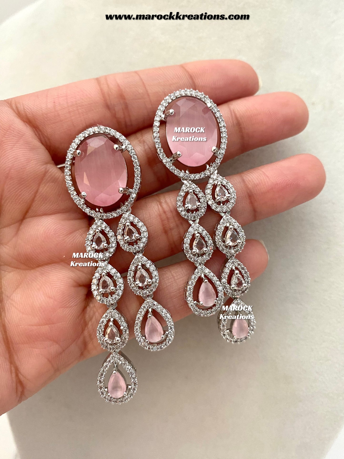 Zehra Silver American Diamond Double layer Necklace set