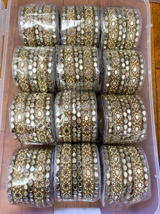 Antique Gold Mirror Bangles/Kade set