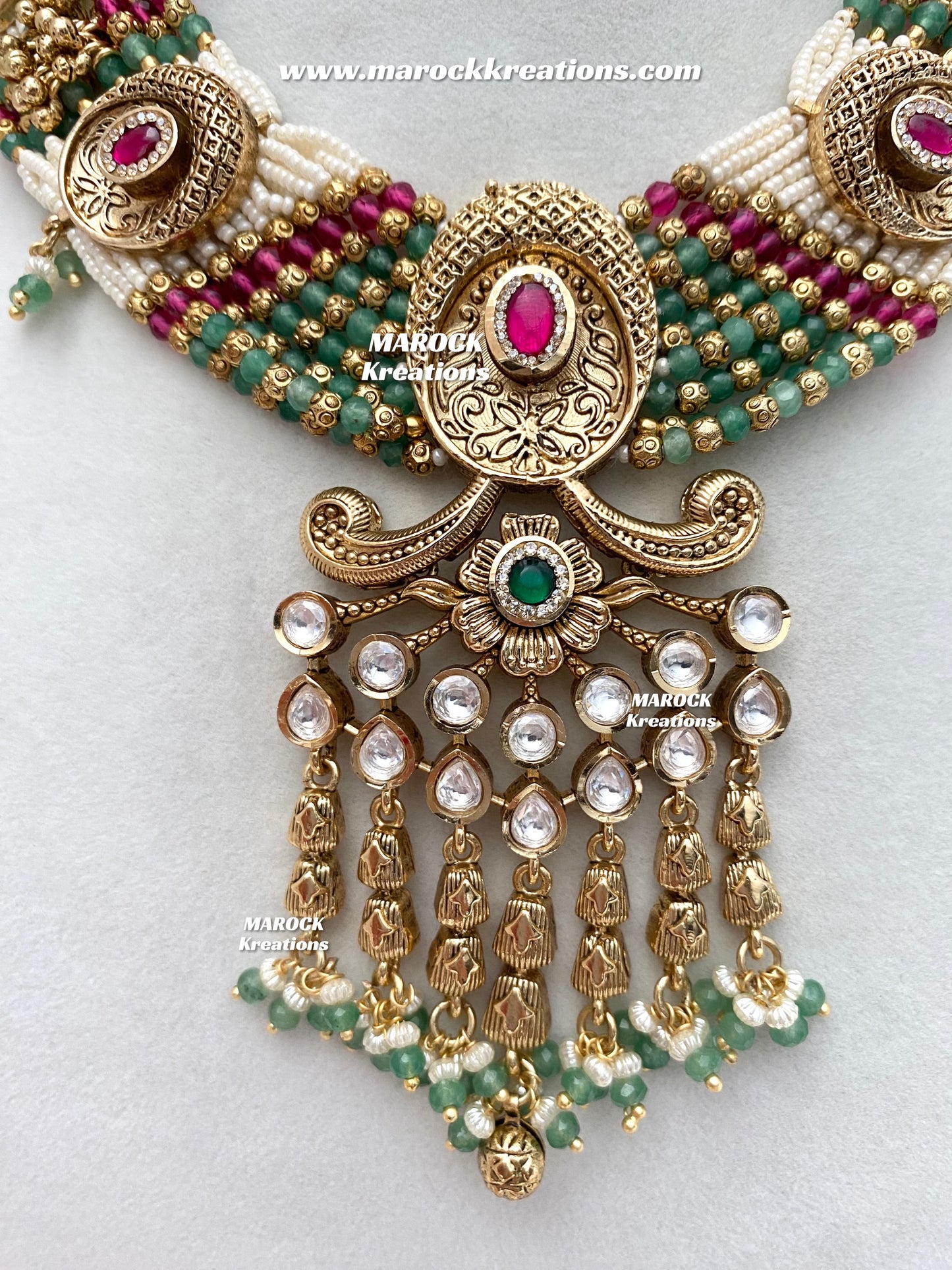 Arifa Premium Quality Gold Plated Rajwadi Necklace set