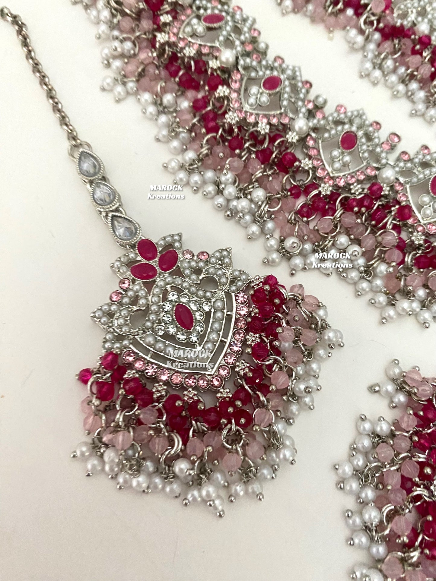 Aisha Silver Pakistani Necklace set with Passa/Jhoomer