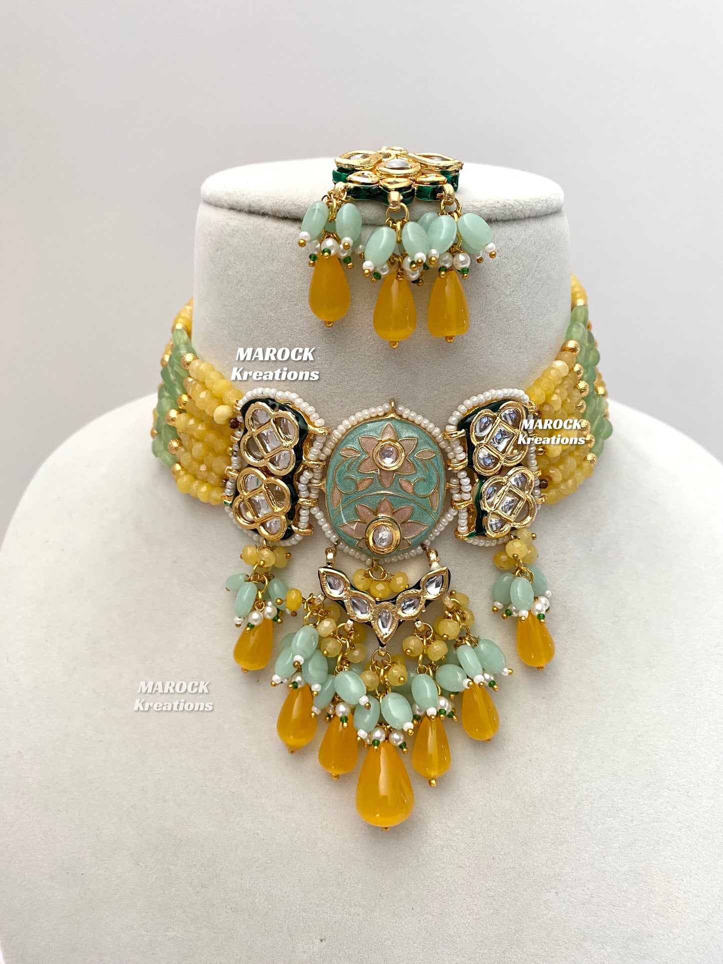 Brinda Premium Quality Kundan Meenakari Statement Choker set