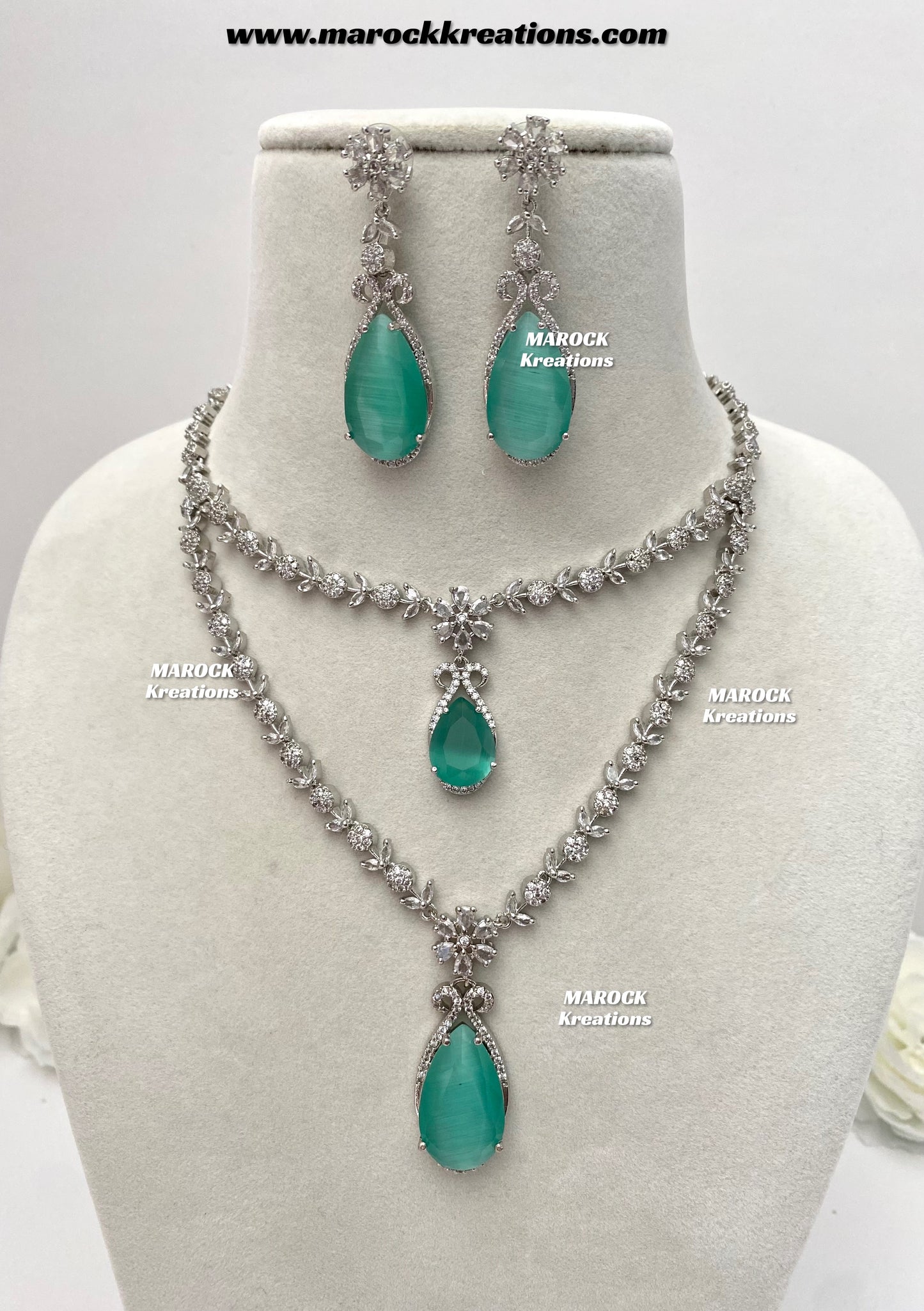 Lauren Silver American Diamond Necklace set