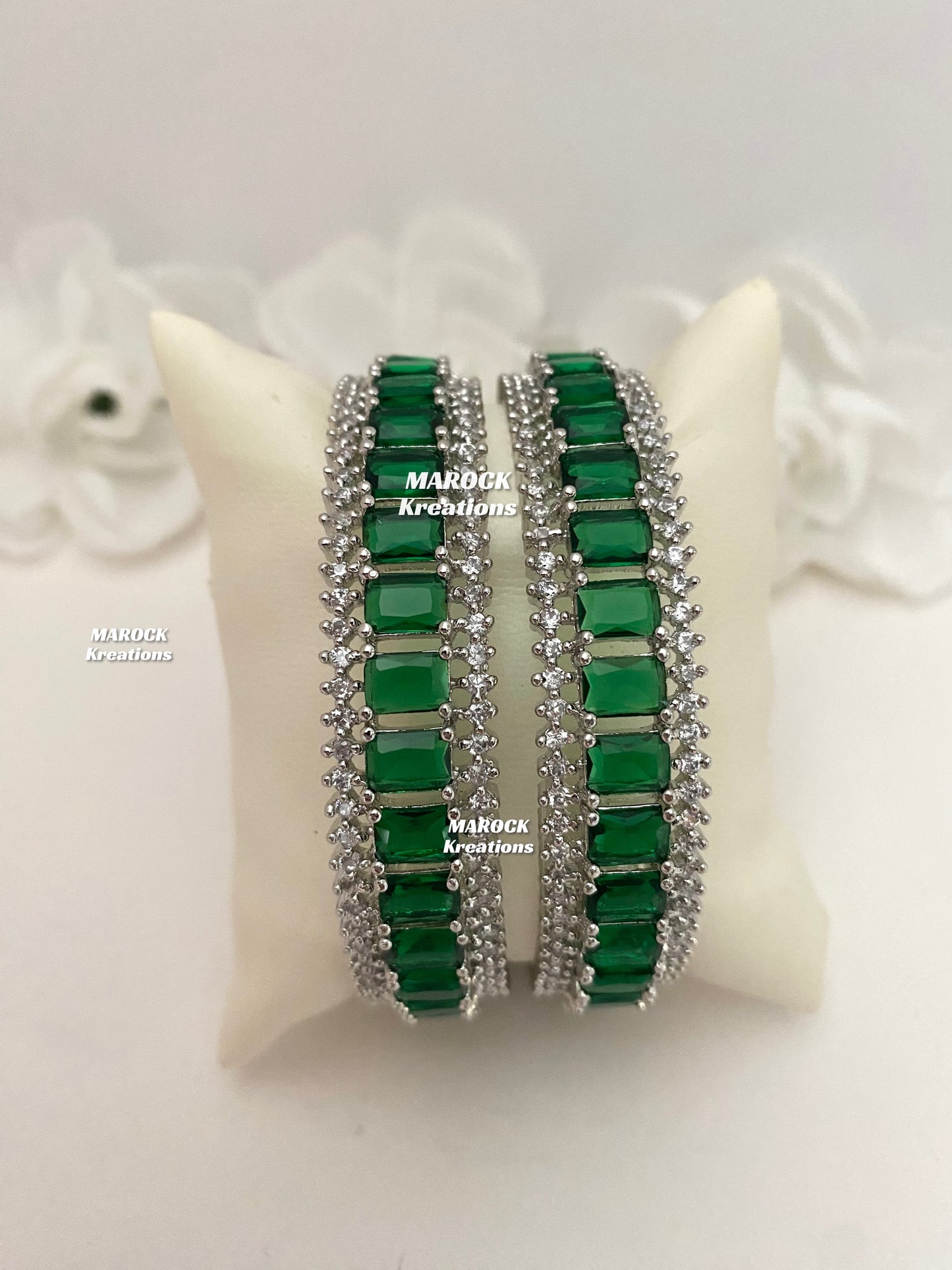 Silver American Diamond Bangles/Kade